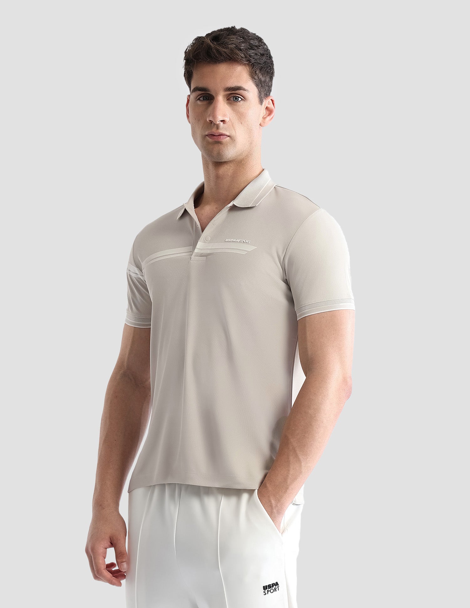 Solid Regular Fit Active Polo Shirt Beige - U.S. POLO ASSN. | Large