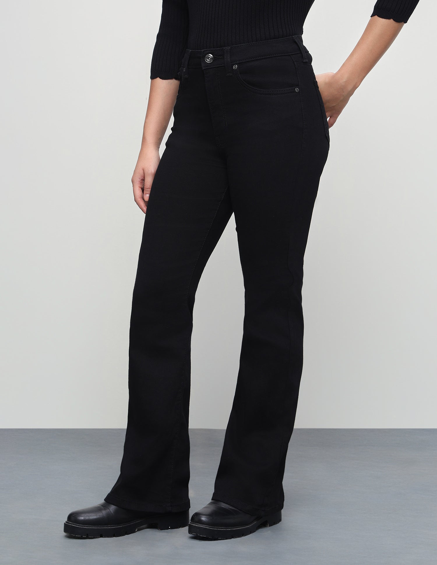 High Rise Bootcut Fit Jeans Jet Black - U.S. Polo Assn. India | Large