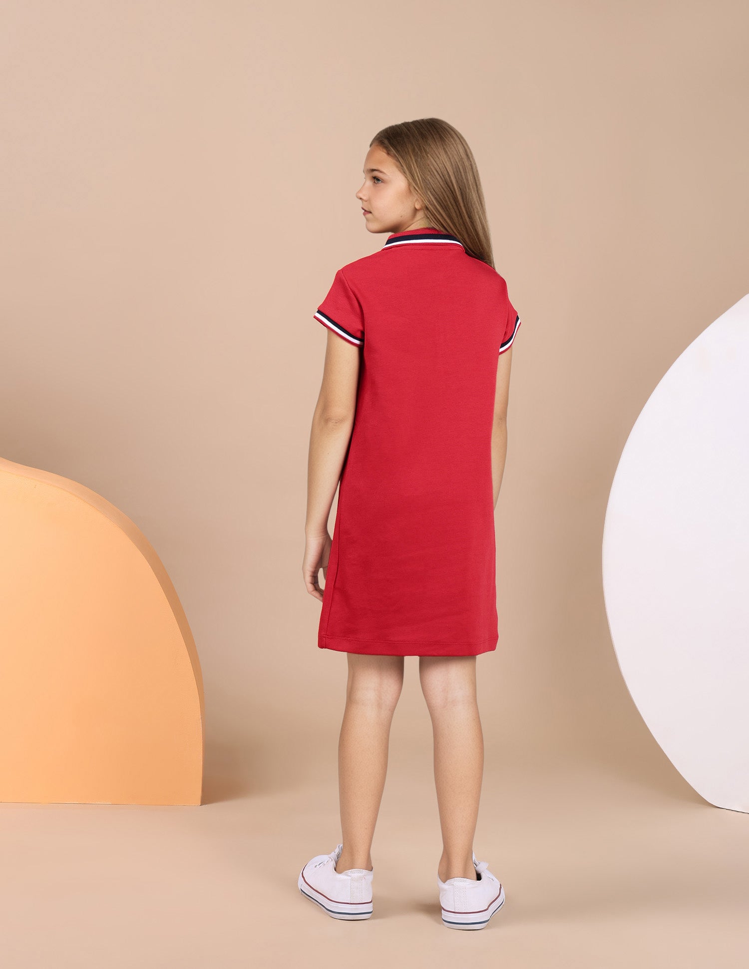 Girls Polo Collar Cotton Dress Red - U.S. POLO ASSN. | Large