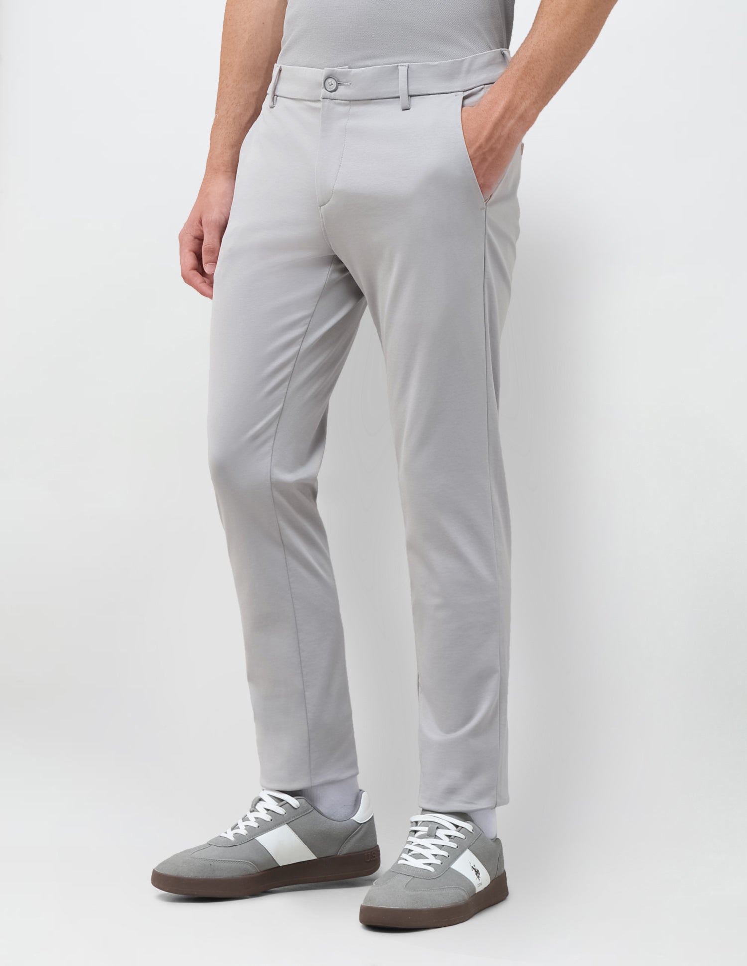 Satin Super Slim Fit Trousers Grey - U.S. Polo Assn. India | Large