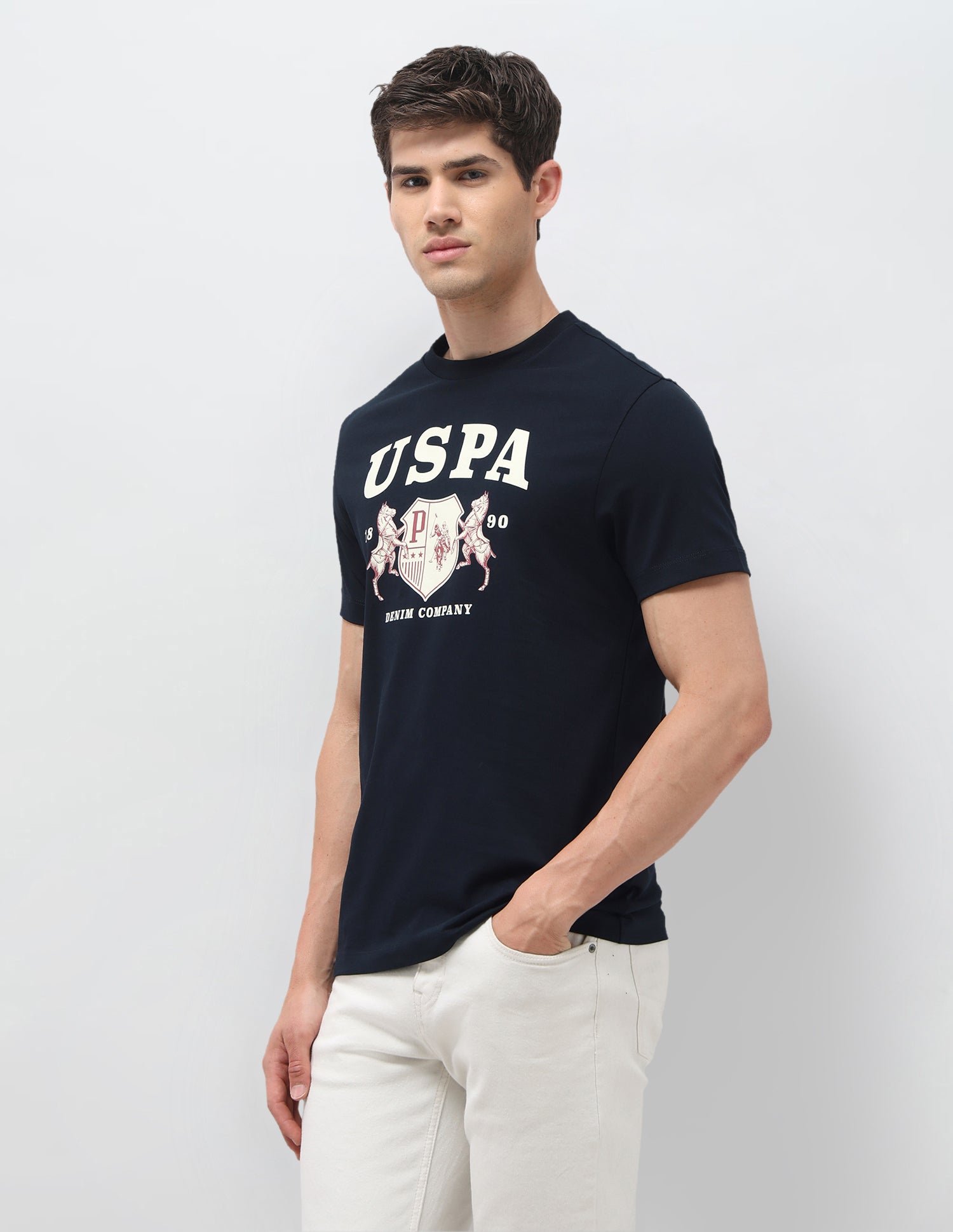 Graphic Brand Printed Slim Fit T-Shirt Navy - U.S. Polo Assn. India | Large