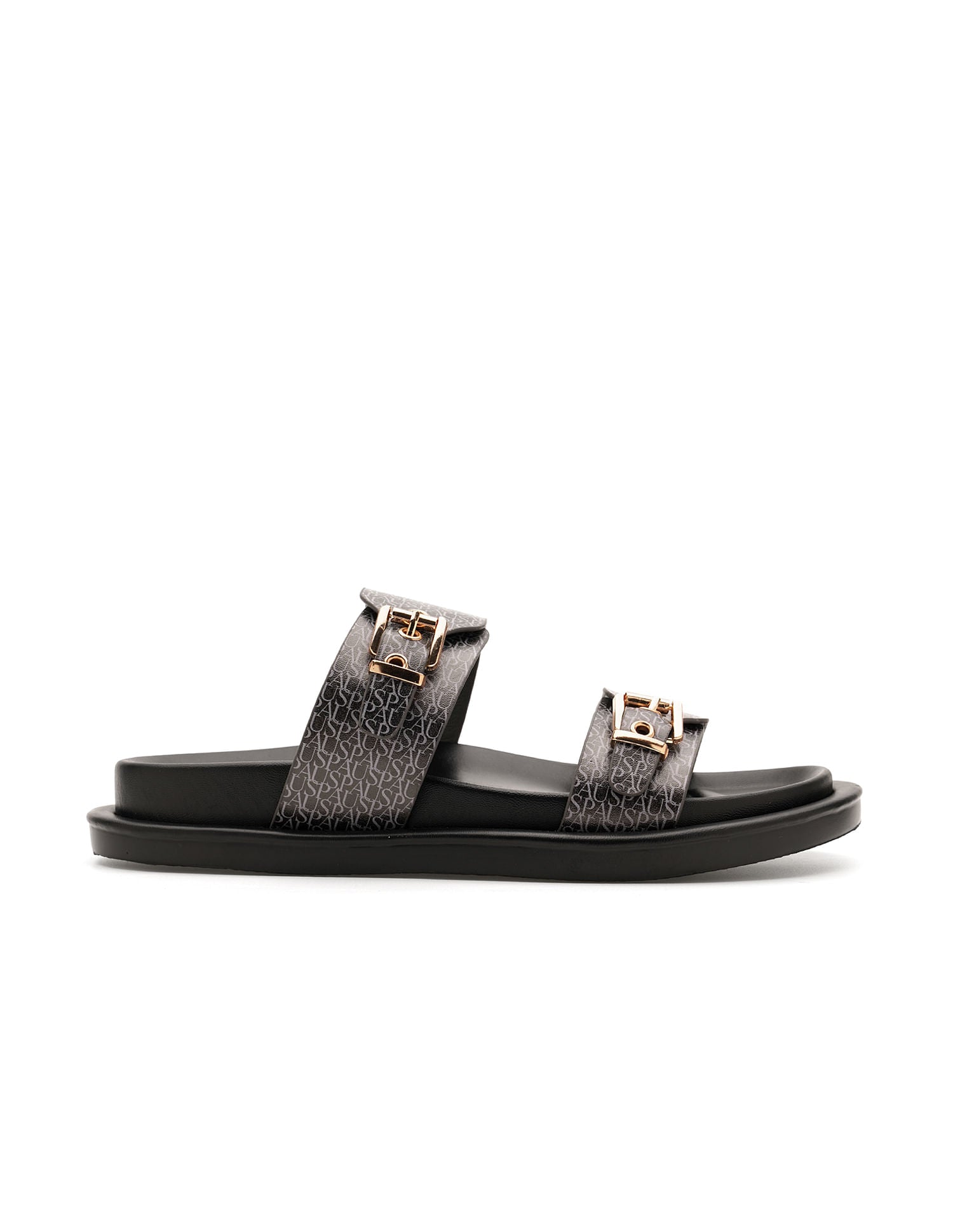 Open Toe Buckle Detail Maria Sandals Black - U.S. Polo Assn. India | Large