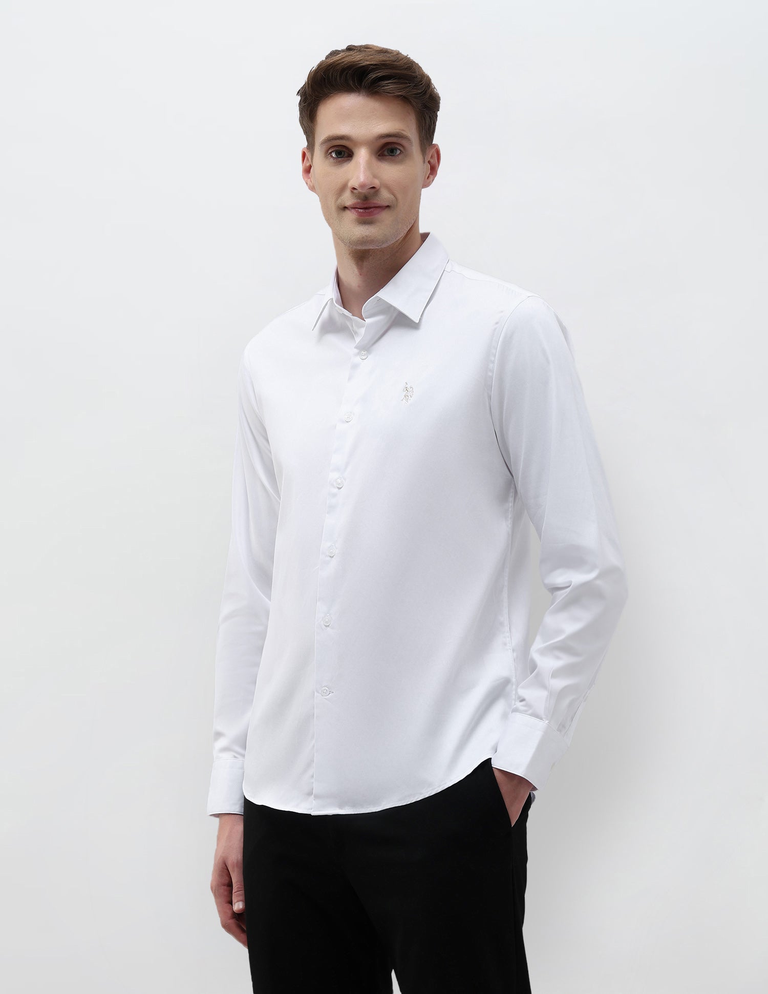 Tailored Fit Solid Shirt White - U.S. Polo Assn. India | Large