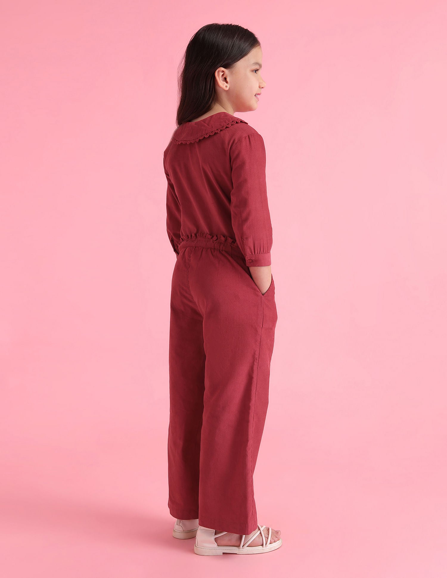 Girls Solid Flared Trousers Maroon - U.S. POLO ASSN. | Large