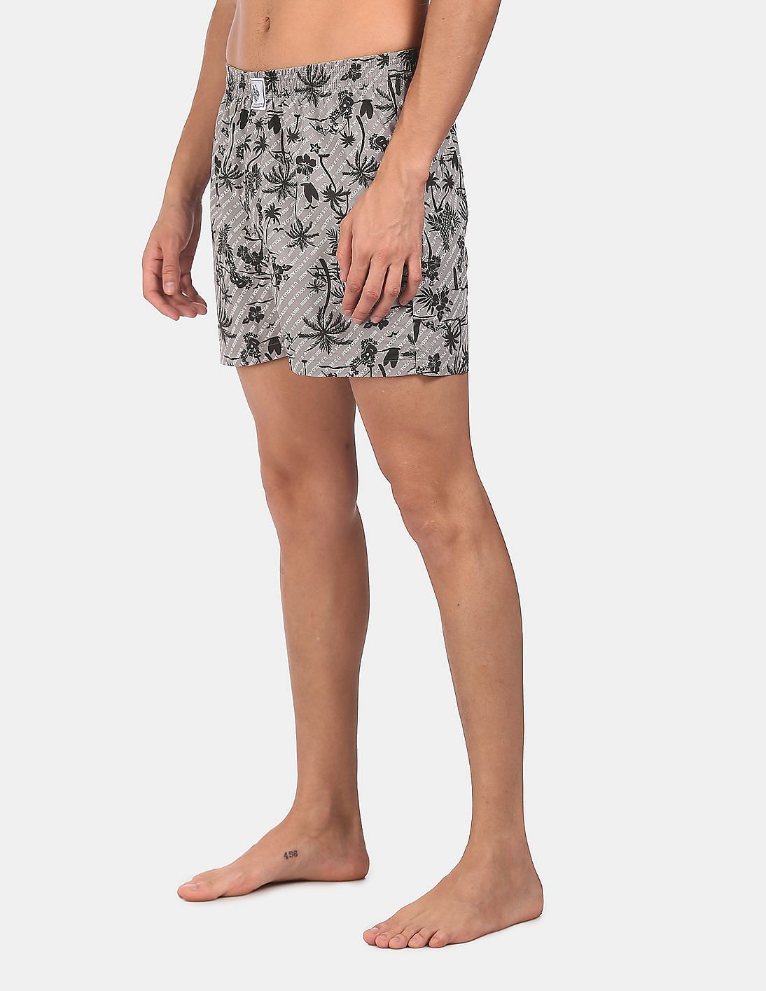 Back Pocket All Over Print IYAC Boxers - Pack Of 1 Grey-Coconut Tree - U.S. POLO ASSN. | Large