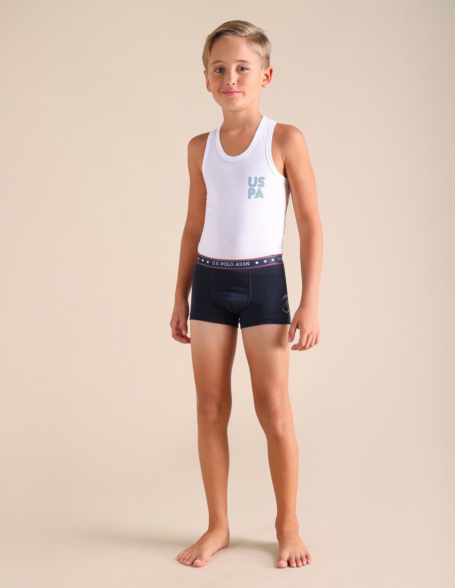 Solid Cotton Spandex EKT03 Trunks - Pack Of 2 Green and Navy - U.S. POLO ASSN. | Large