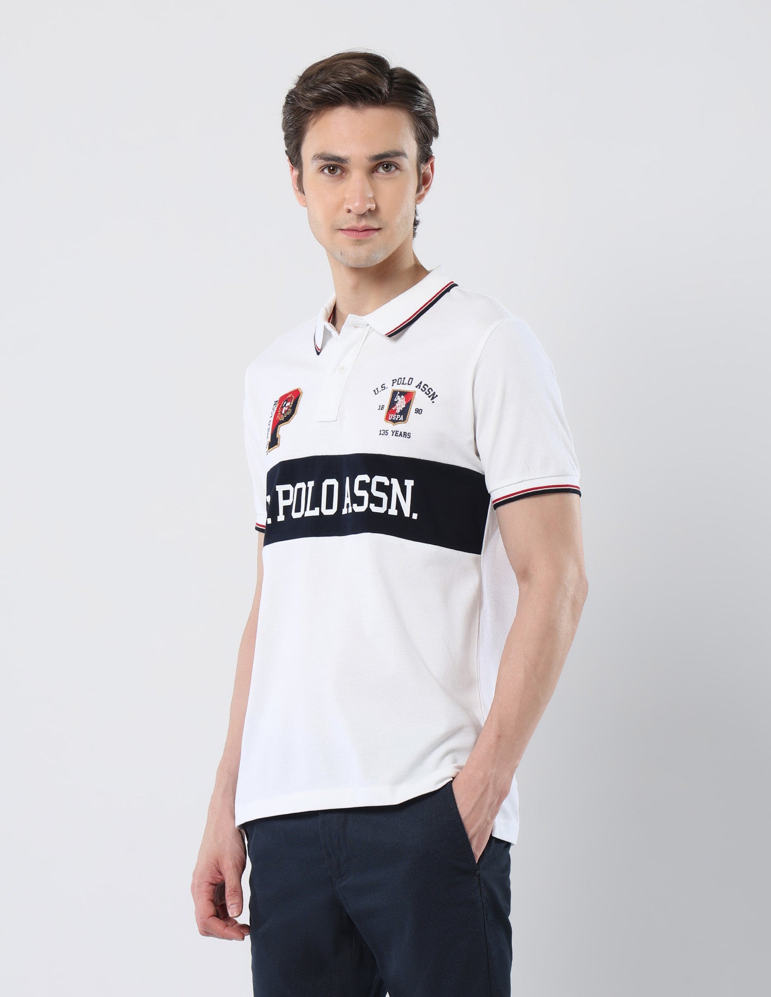 Brand Printed 135 Anniversary Polo Shirt White - U.S. Polo Assn. India | Large