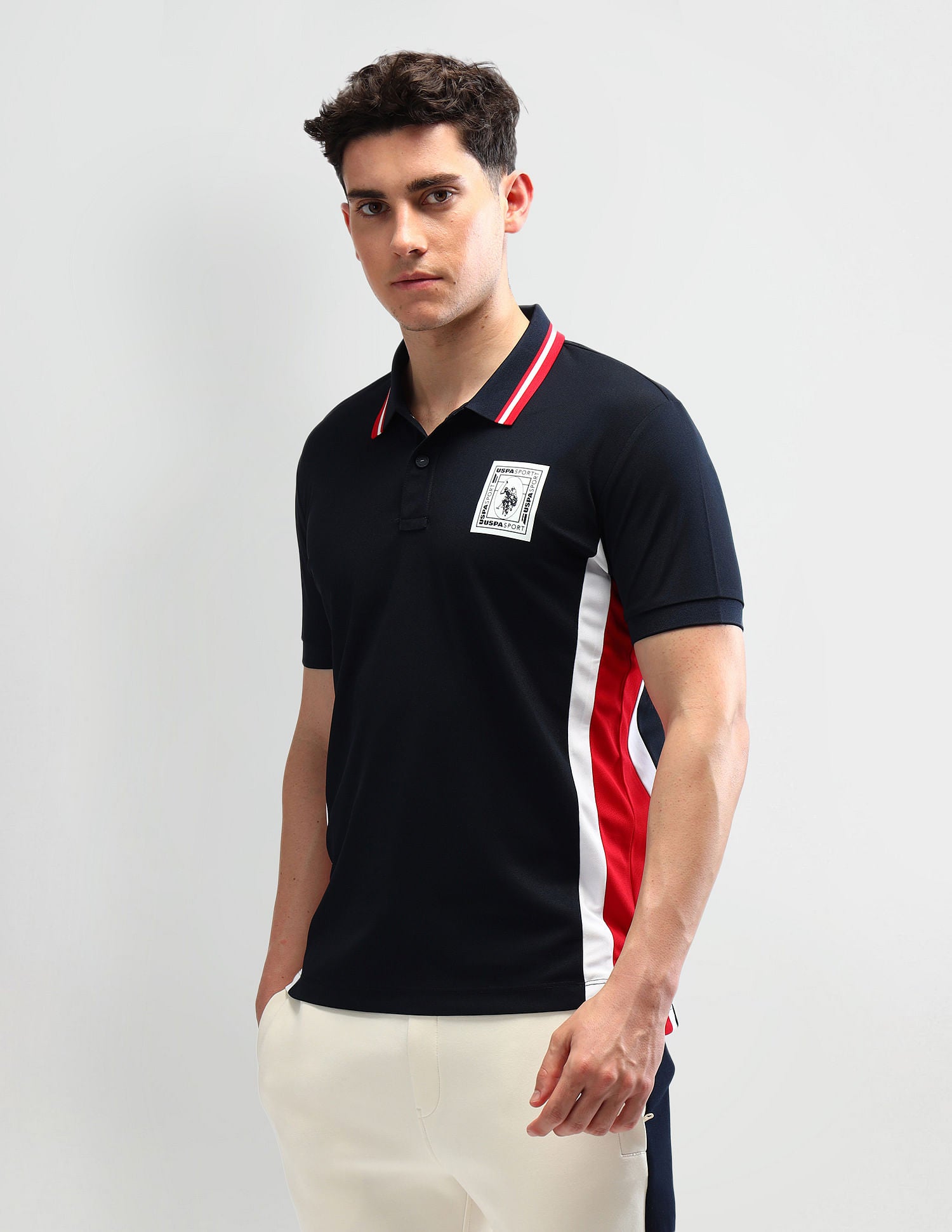 Slim Fit Solid Polo Shirt Navy - U.S. Polo Assn. India | Large