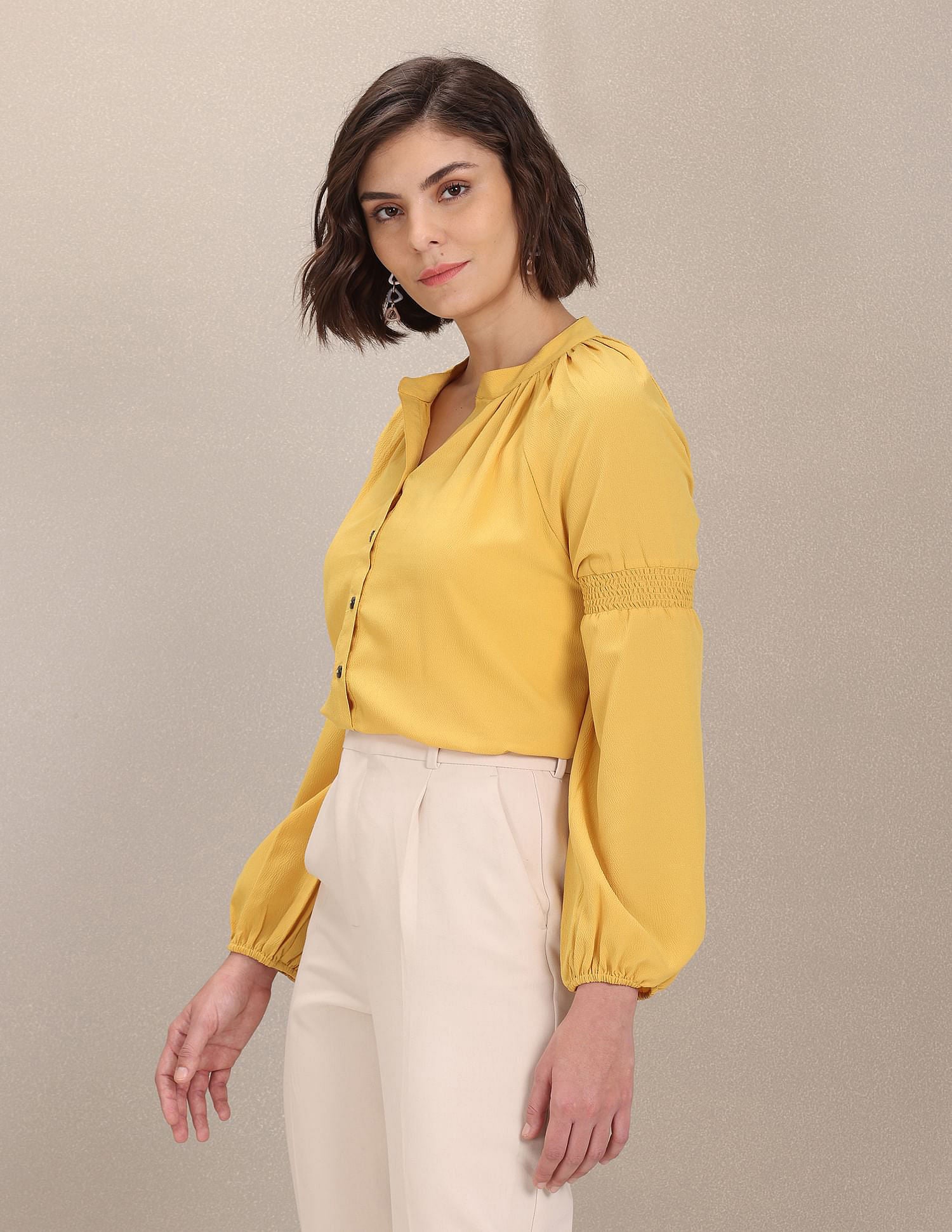 Full Button Closure Solid Top Yellow - U.S. POLO ASSN. | Large