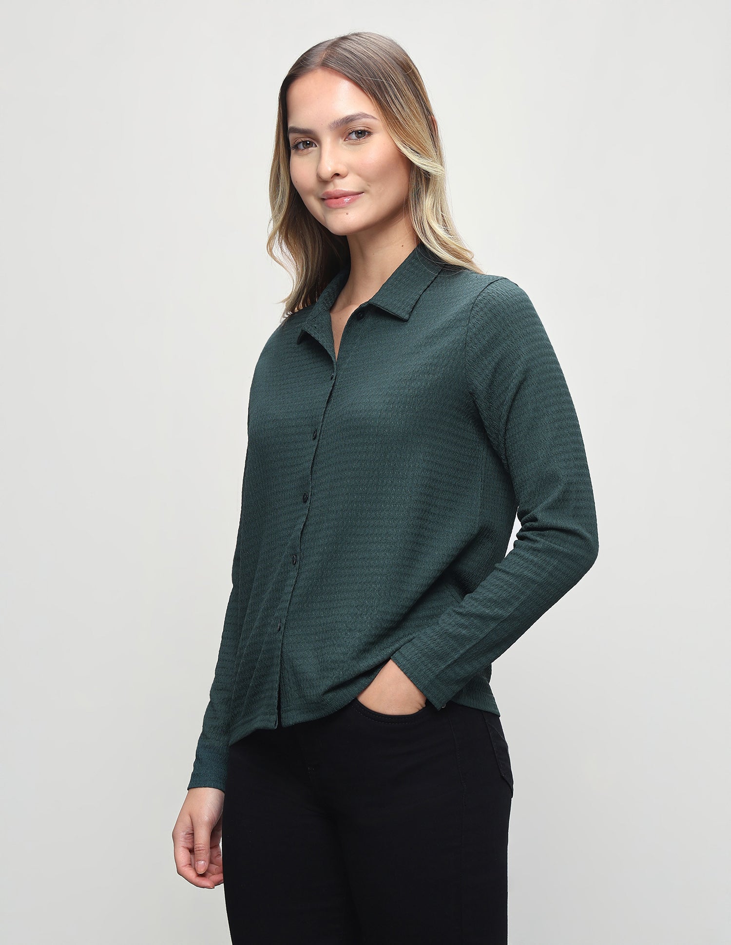 Textured Regular Fit Top Dark Green - U.S. Polo Assn. India | Large