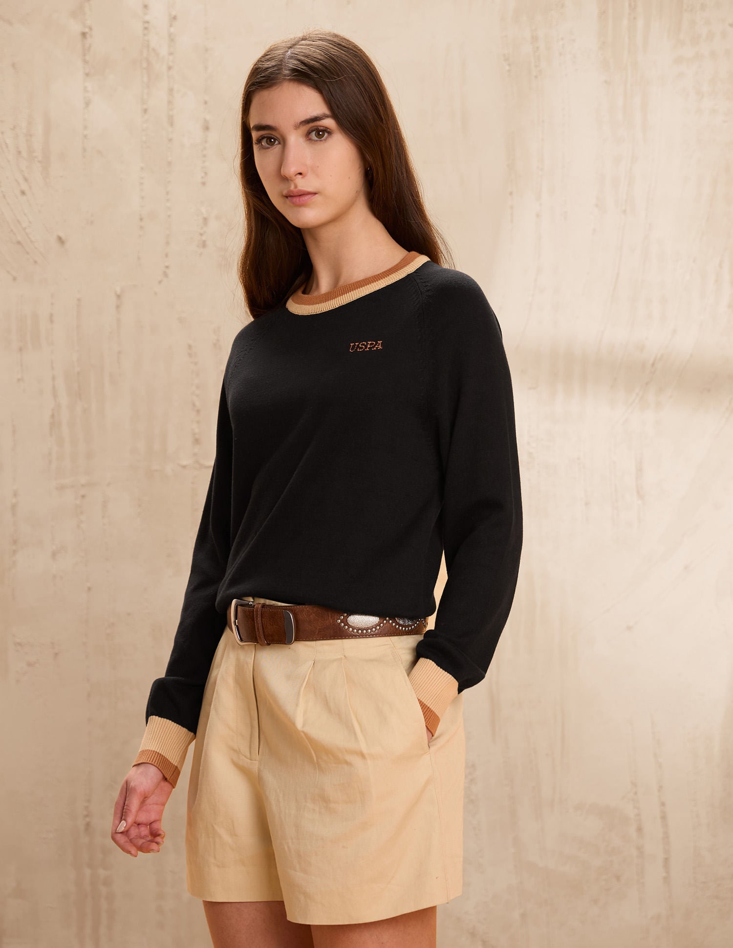 Raglan Fit Solid Sweater Black - U.S. POLO ASSN. | Large