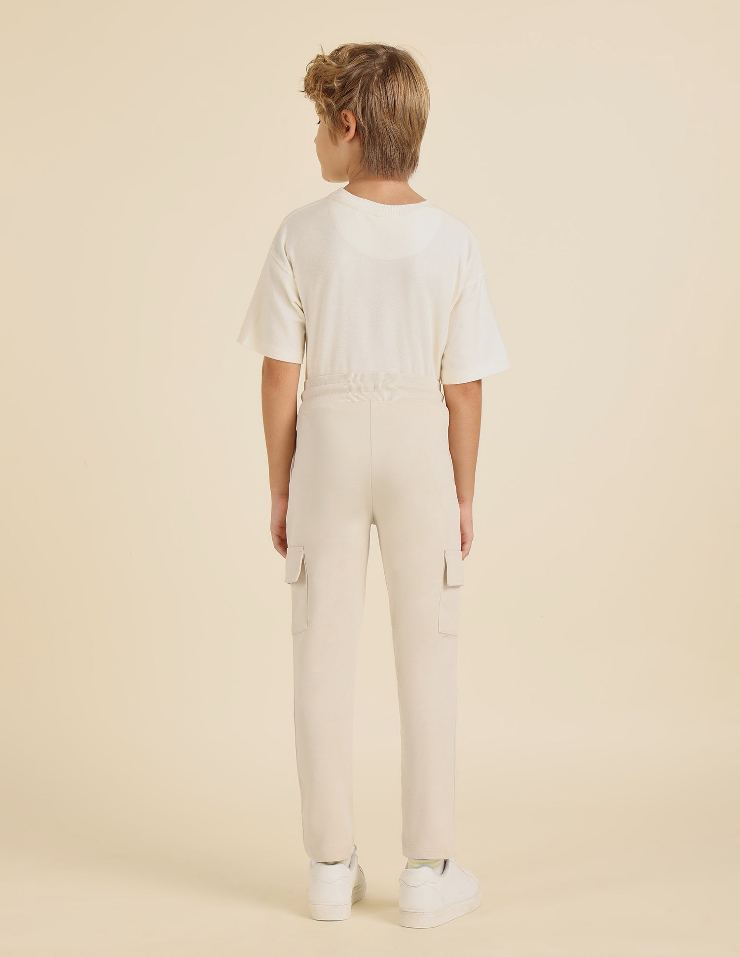 Boys Solid Pure Cotton Track Pants Beige - U.S. POLO ASSN. | Large