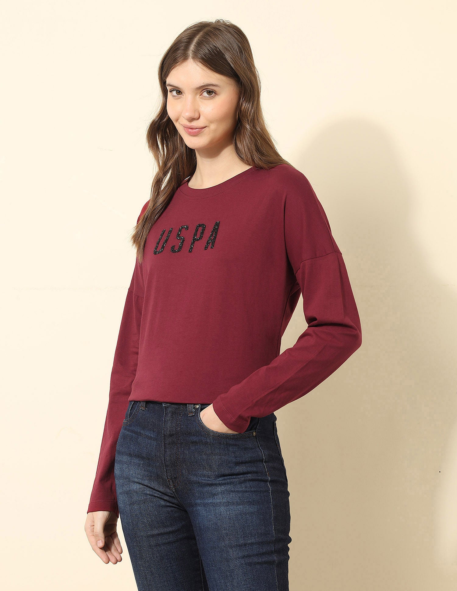 Boxy Fit Brand Embellished T-Shirt Red - U.S. POLO ASSN. | Large