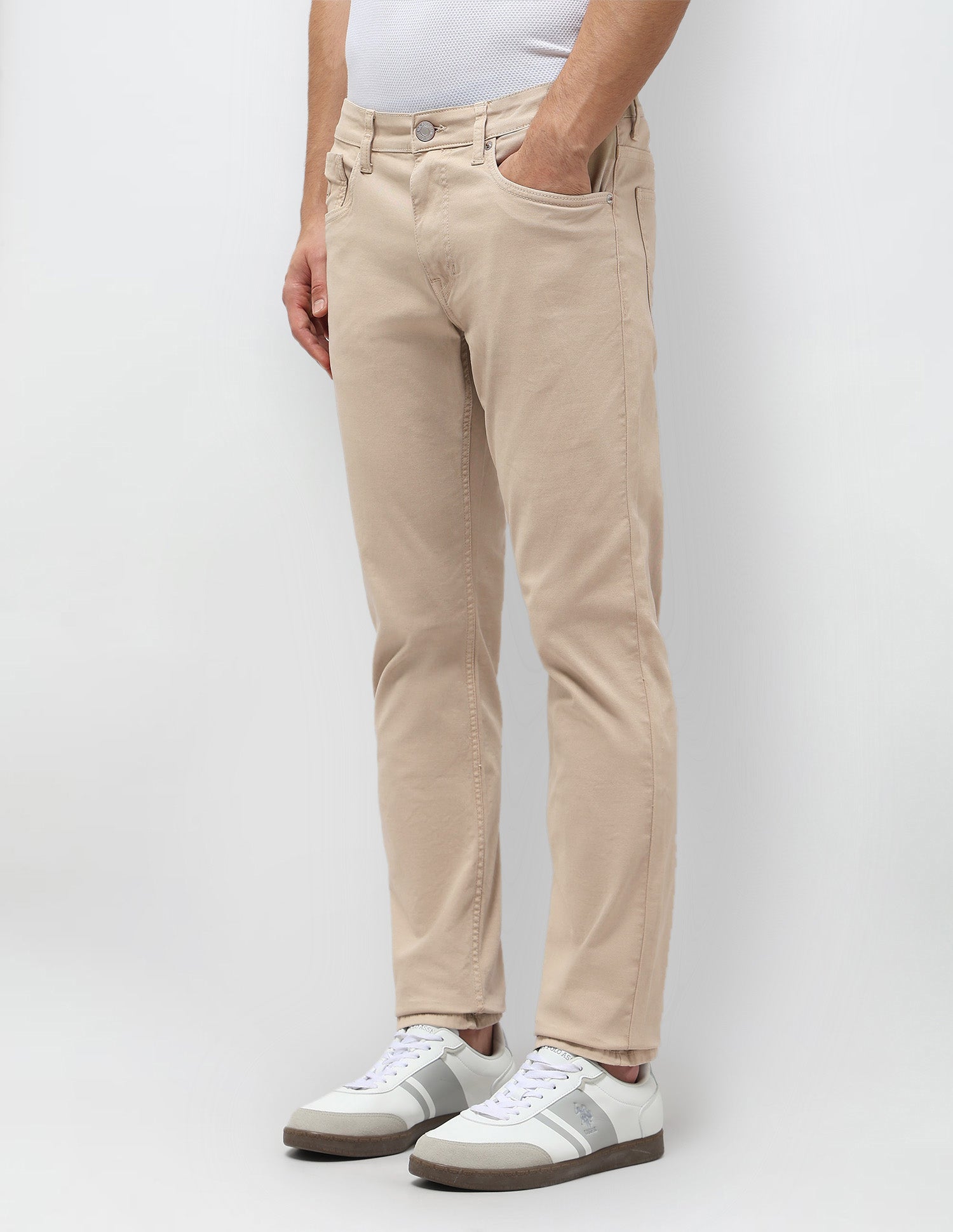 Brandon Slim Tapered Fit Beige Jeans Beige - U.S. POLO ASSN. | Large