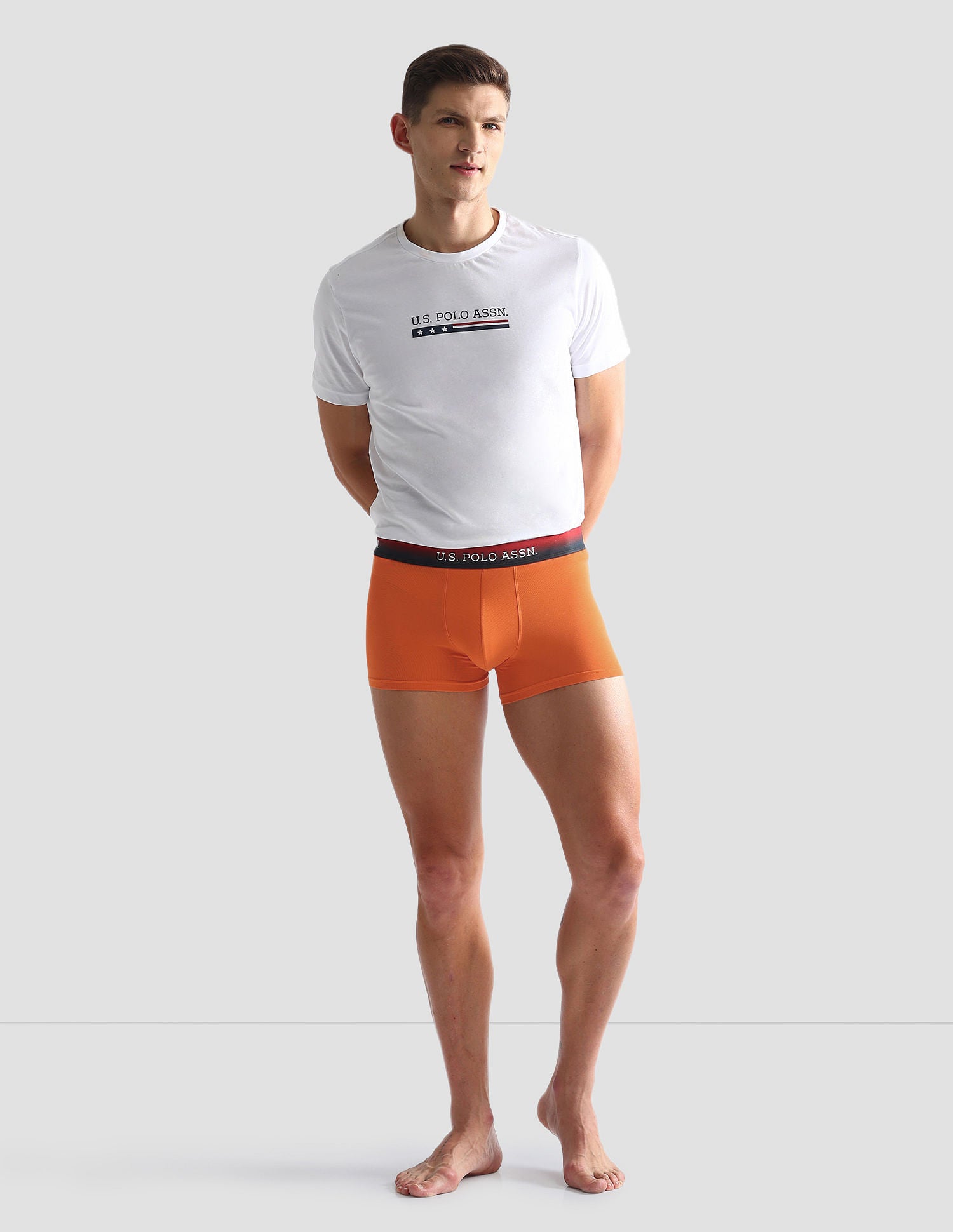 Ombre Waistband Solid OET05 Trunks - Pack Of 2 Black and Orange - U.S. POLO ASSN. | Large