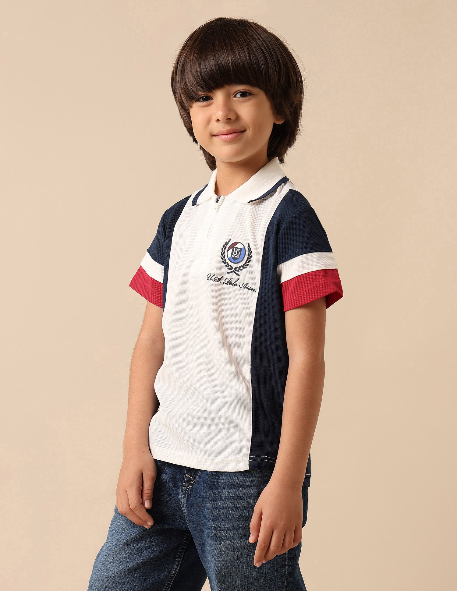 Boys Colour Blocked Regular Fit Polo Shirt White - U.S. POLO ASSN. | Large