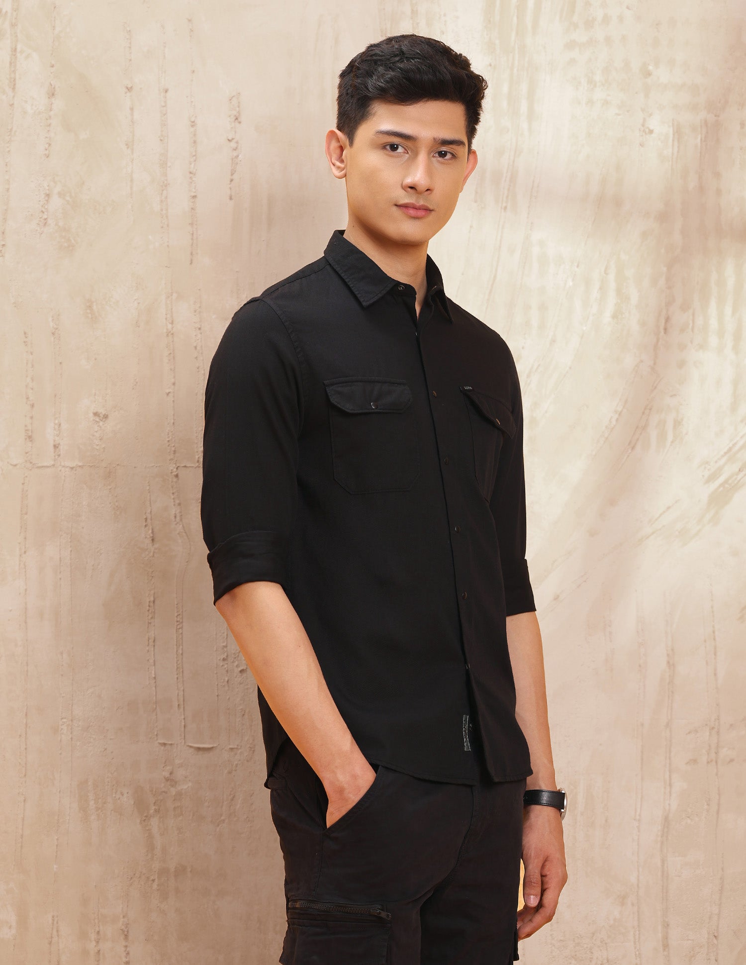 Solid Pure Cotton Shirt Black - U.S. POLO ASSN. | Large