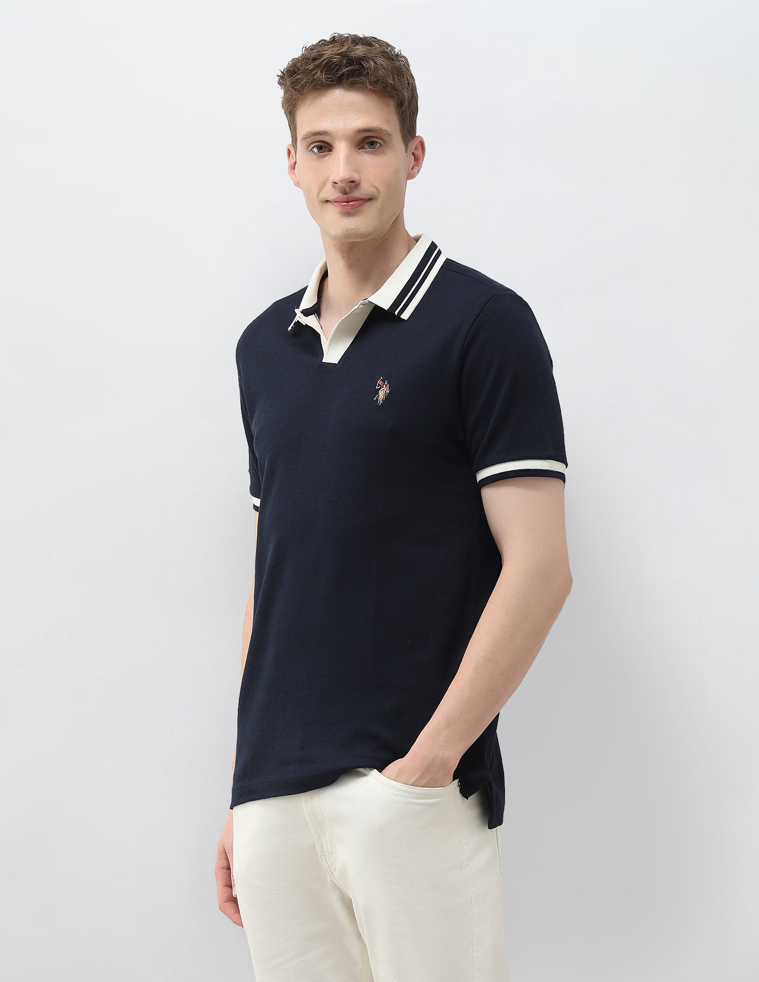 Solid Muscle Fit Polo Shirt Navy - U.S. Polo Assn. India | Large