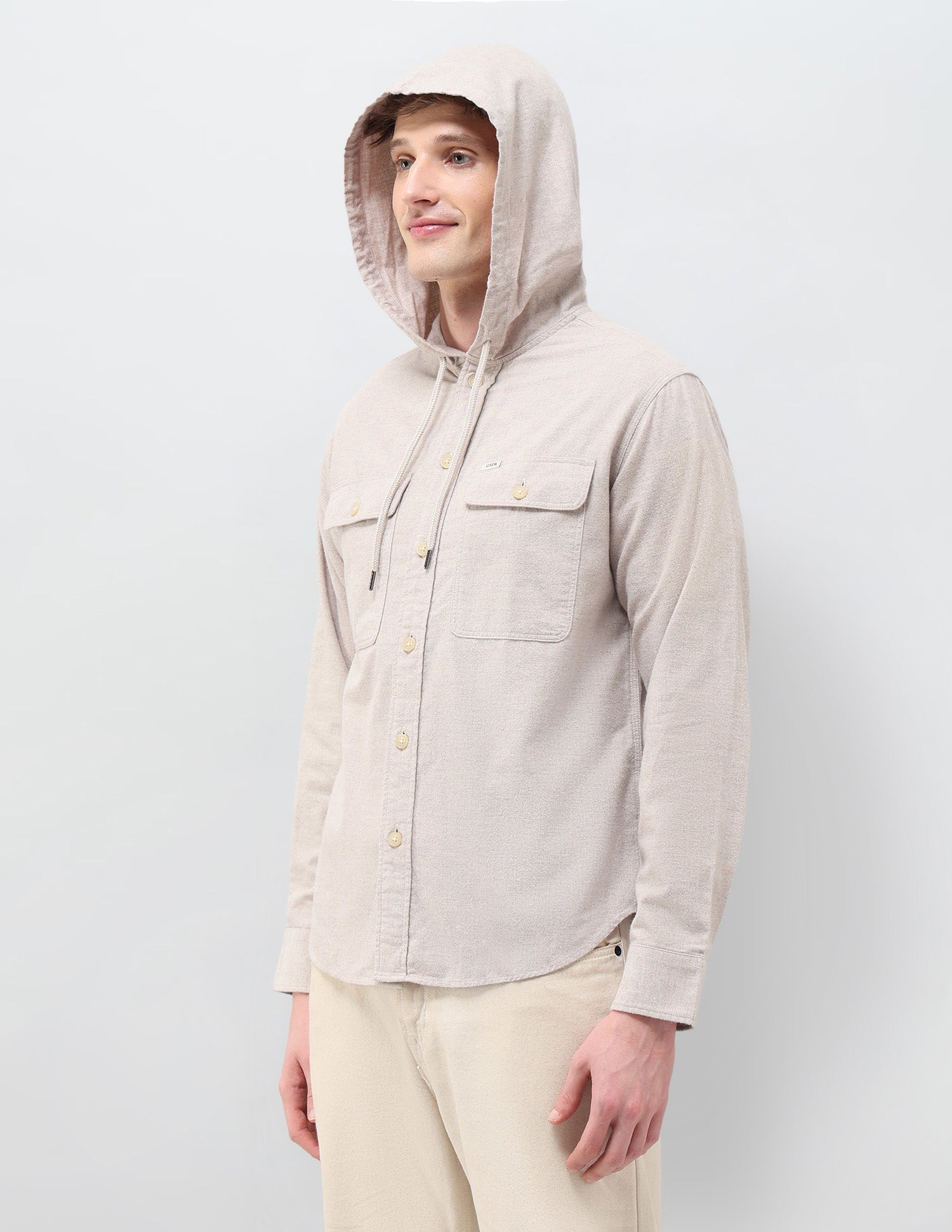 Heathered Loose Fit Shirt Beige - U.S. POLO ASSN. | Large