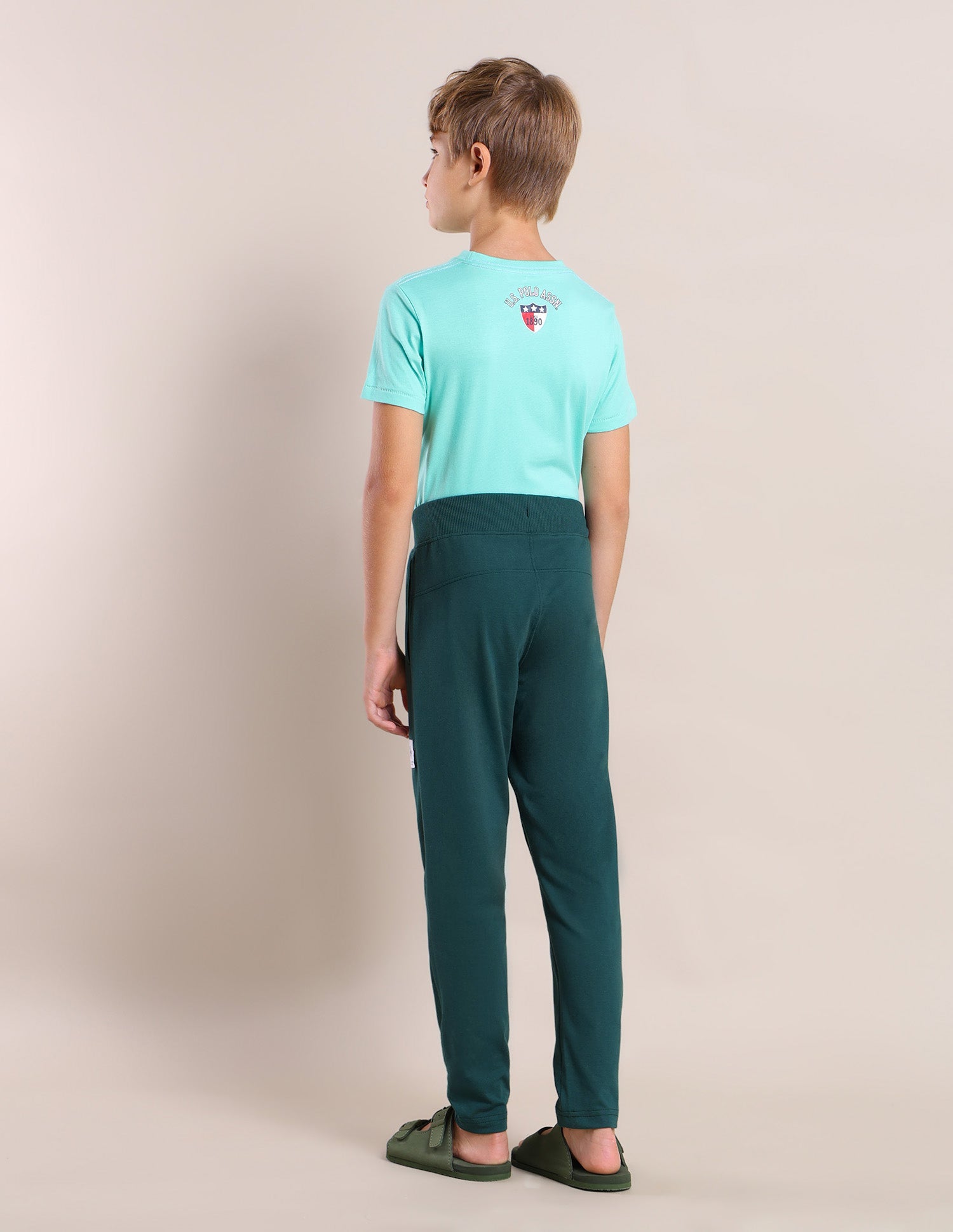 Boys Solid Regular Fit Track Pants Green - U.S. POLO ASSN. | Large