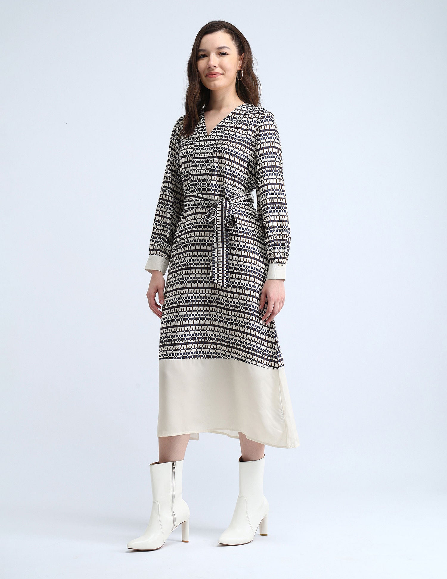 Geometric Print A-Line Dress Multicolour - U.S. POLO ASSN. | Large