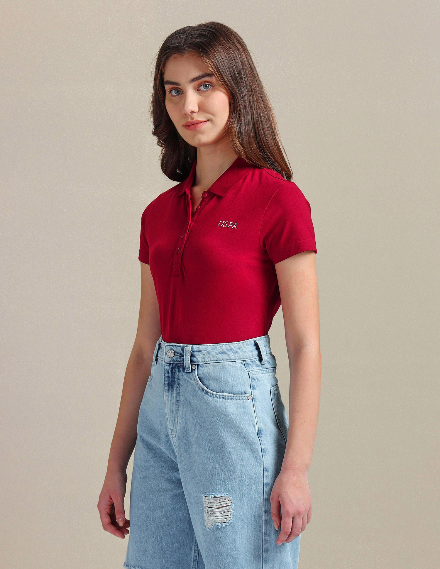 Rice Stitch Logo Polo Shirt Maroon - U.S. POLO ASSN. | Large