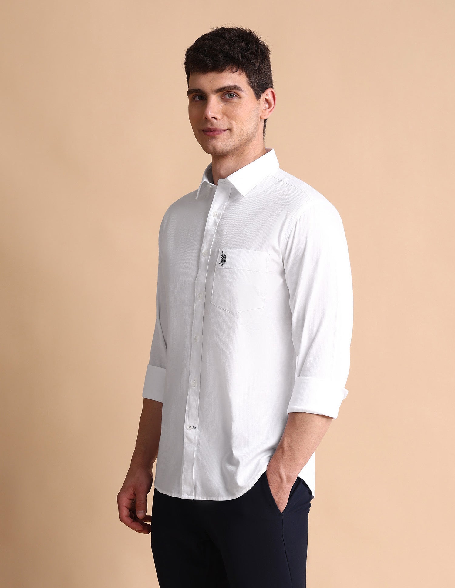 Pure Cotton Tailored Fit Shirt White - U.S. POLO ASSN. | Large