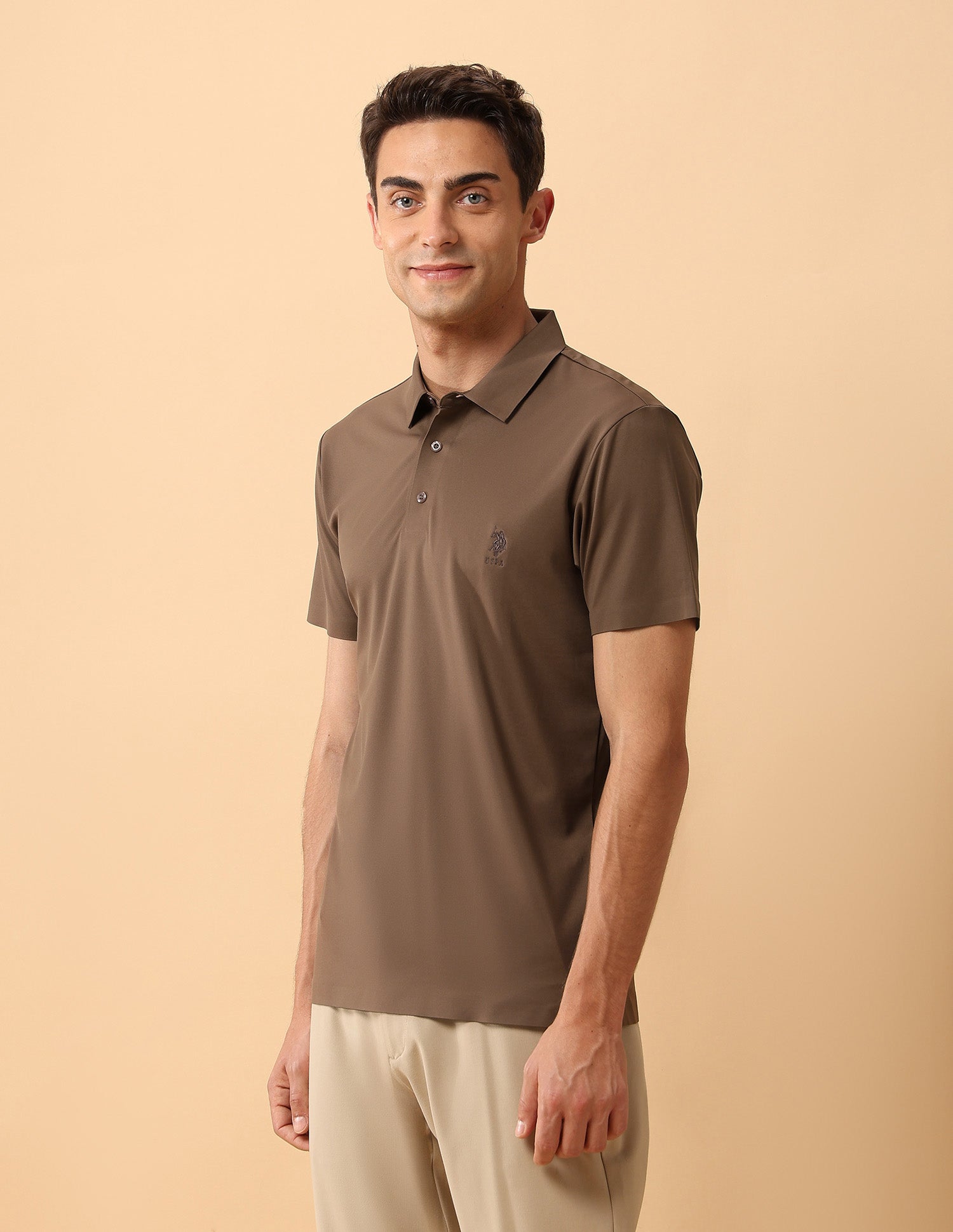 Pacho X Slim Fit Solid Polo Shirt Brown - U.S. POLO ASSN. | Large