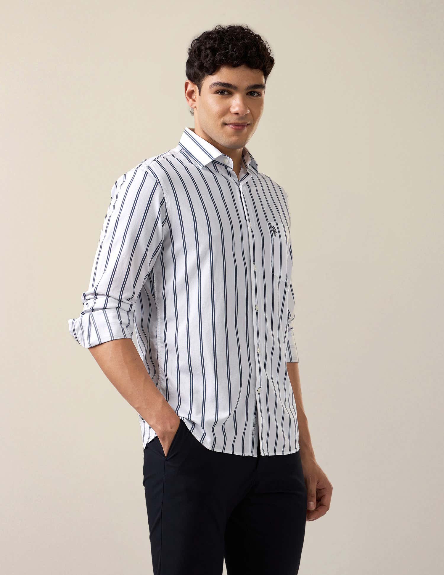 Vertical Striped Tailored Fit Shirt Navy - U.S. Polo Assn. India | Large