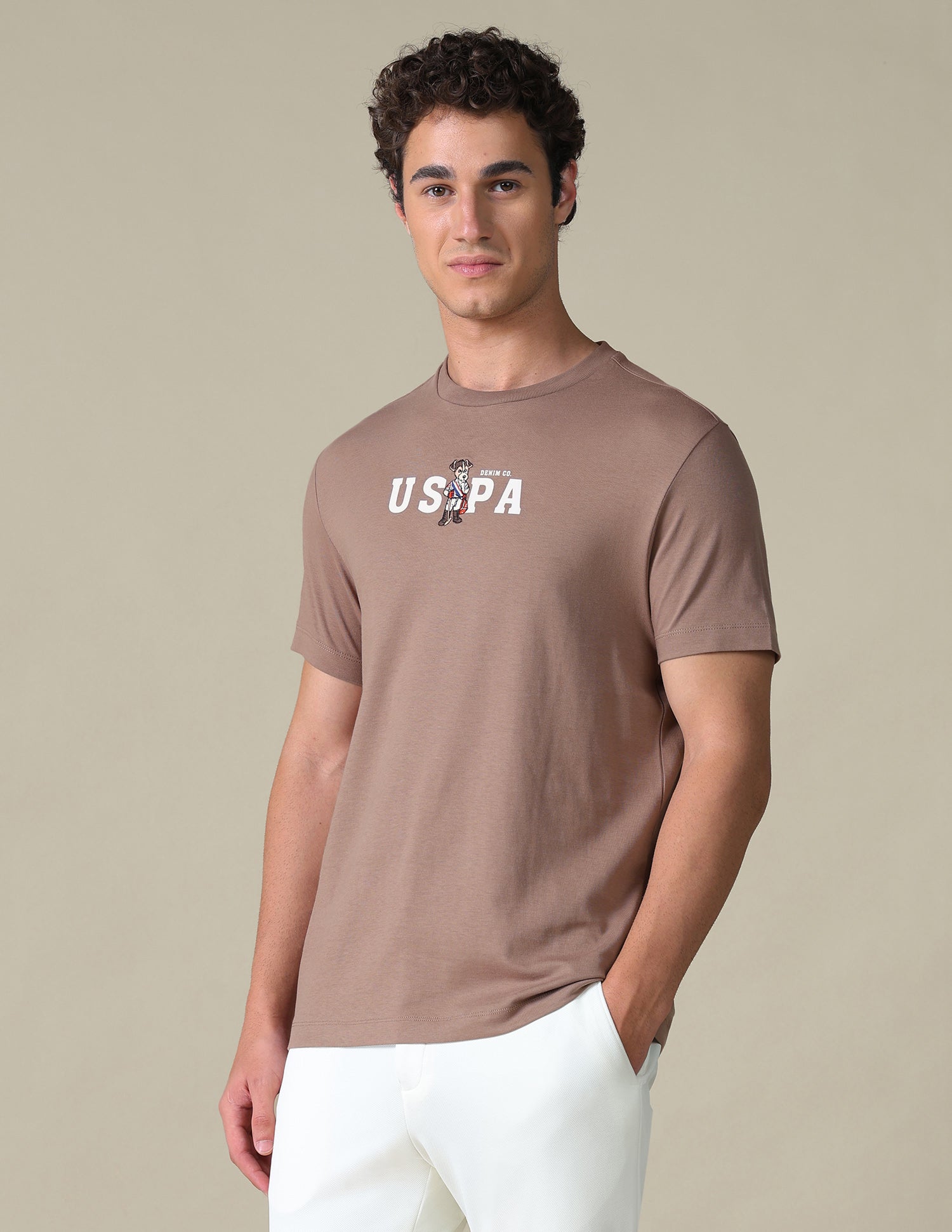 Slim Fit Solid T-Shirt Brown - U.S. Polo Assn. India | Large
