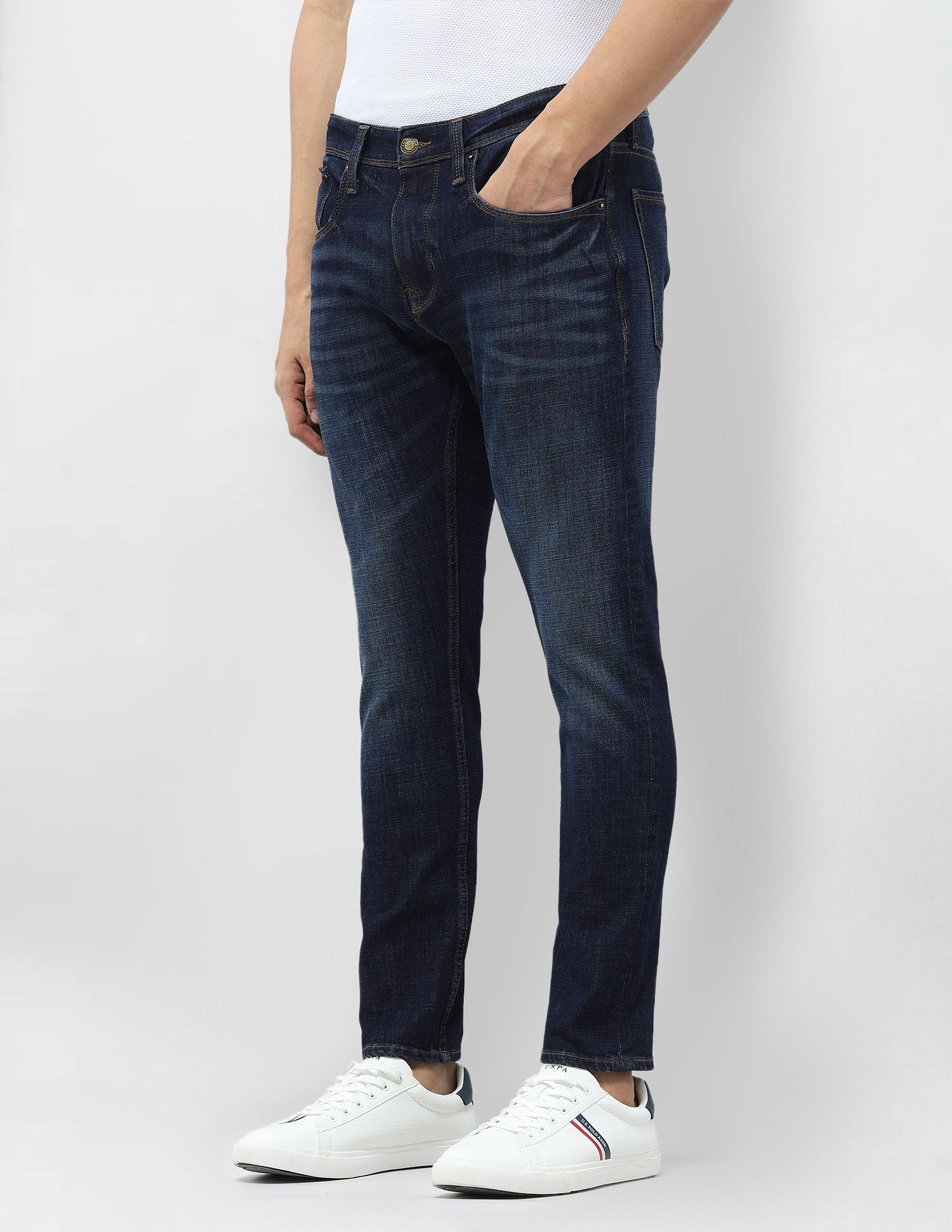 Henry Tapered Fit Blue Jeans Med Blue - U.S. POLO ASSN. | Large