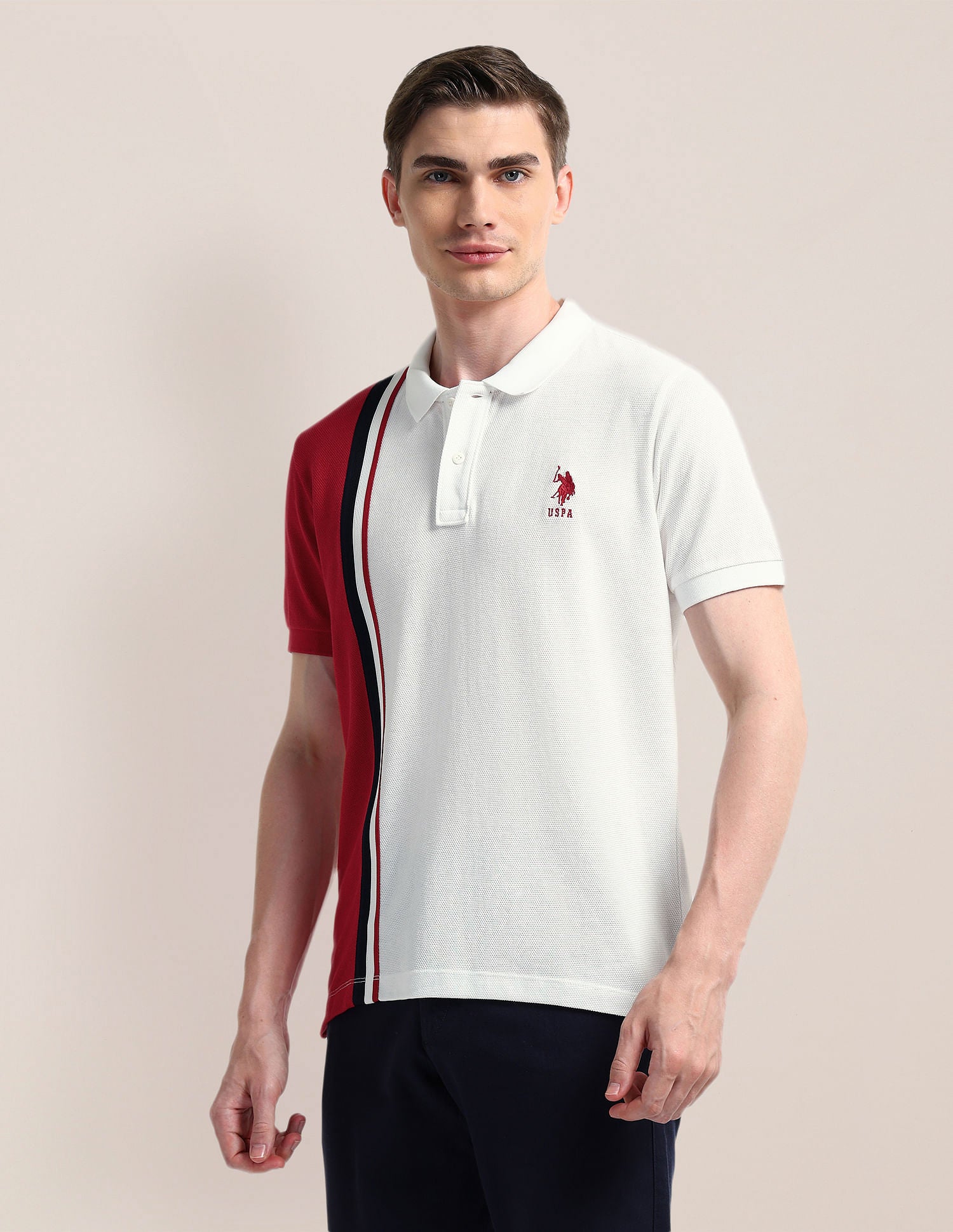 Vertical Stripe Slim Fit Polo Shirt White - U.S. Polo Assn. India | Large
