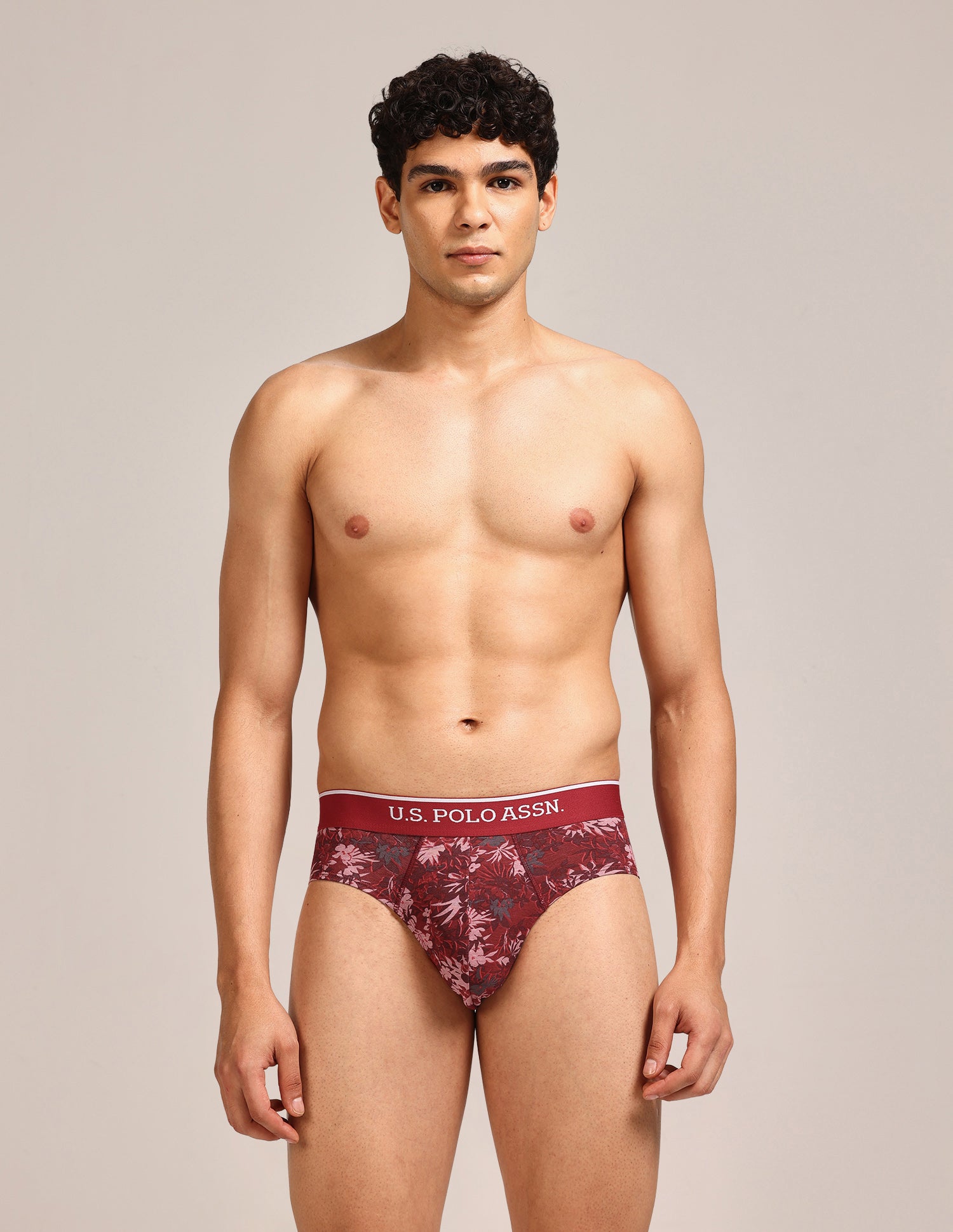 Abrasion Free Printed OEB24 Briefs - Pack Of 3 Blue, Red, Grey - U.S. Polo Assn. India | Large