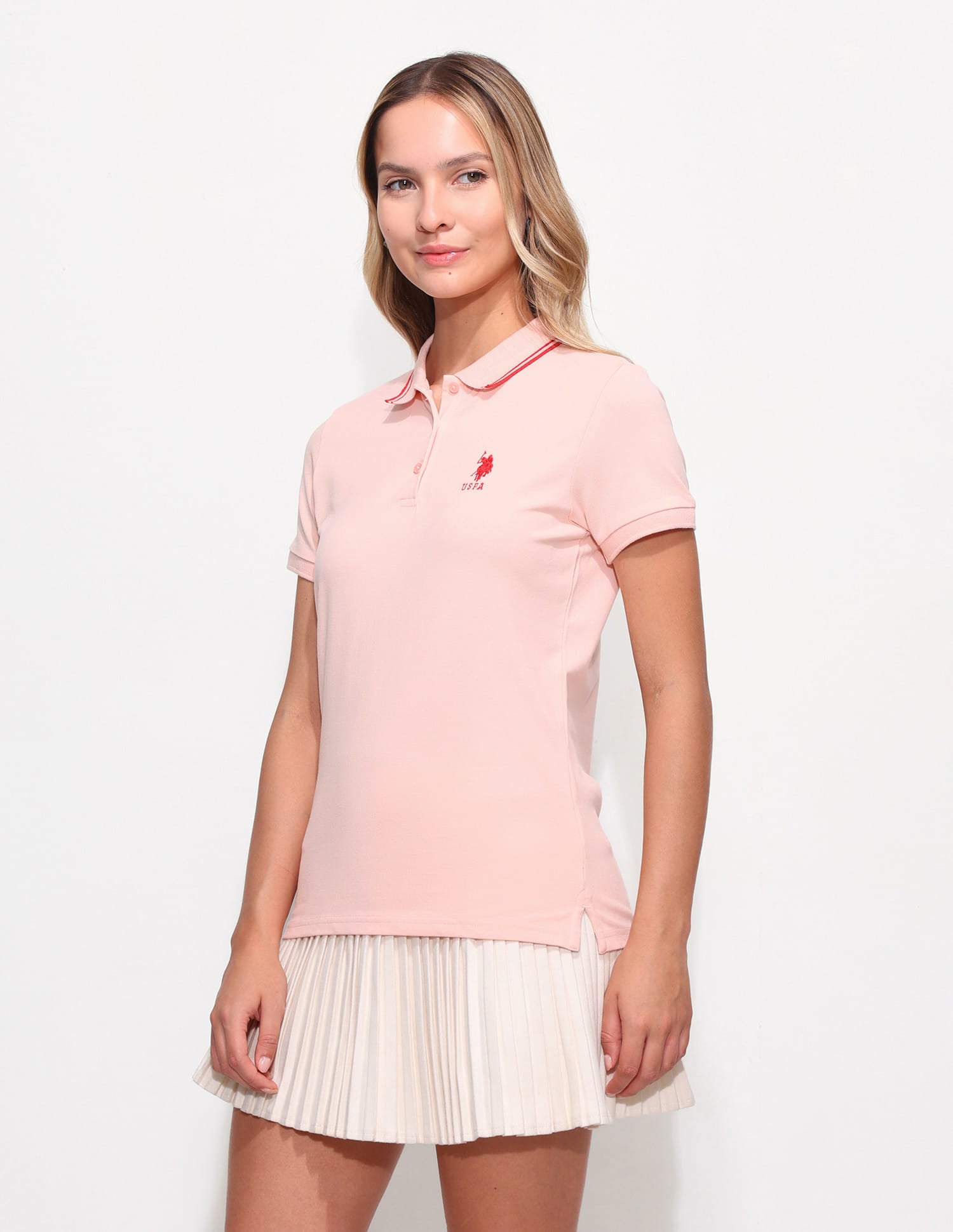 Regular Fit Solid Polo Shirt Pink - U.S. Polo Assn. India | Large
