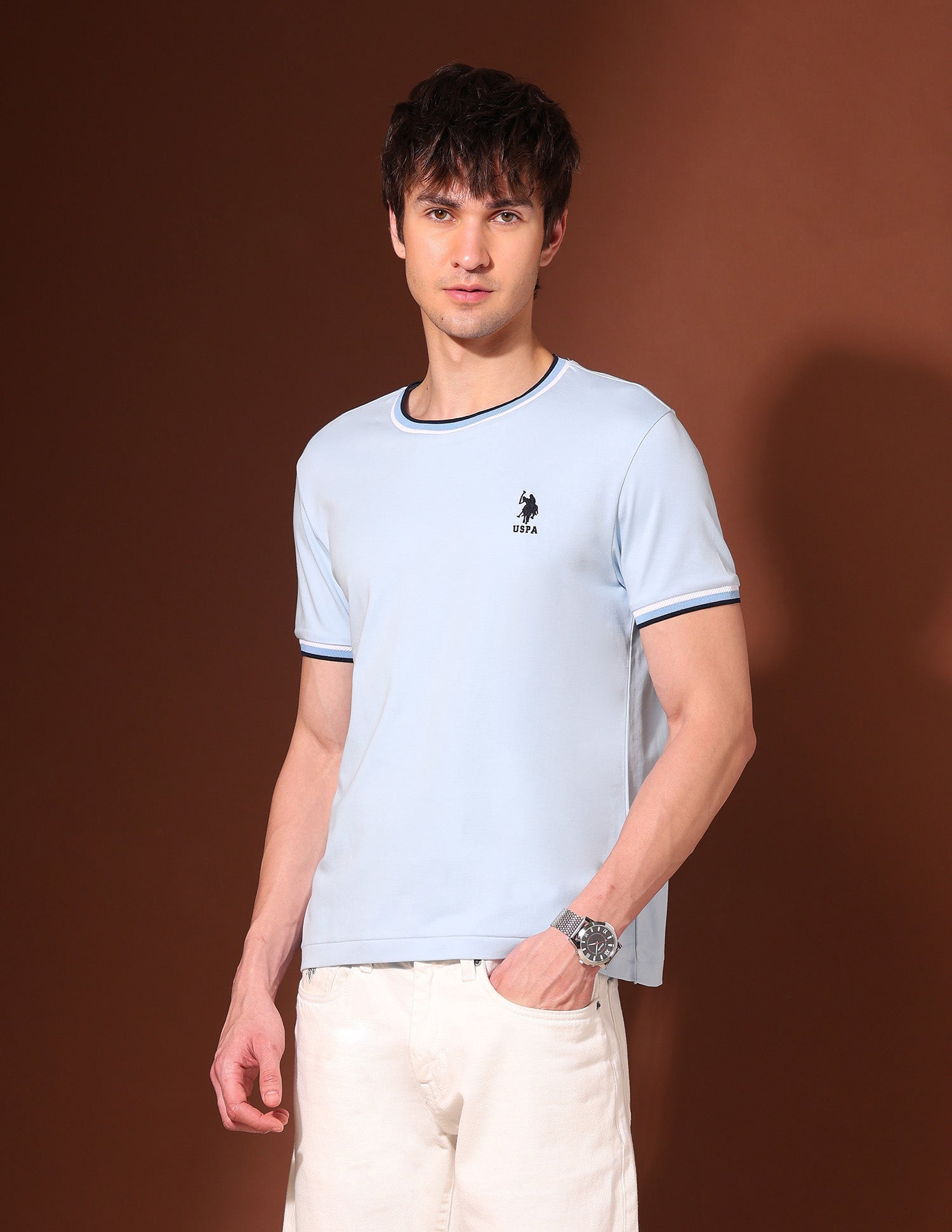 Pure Cotton Working Holiday T-Shirt Light Blue - U.S. Polo Assn. India | Large