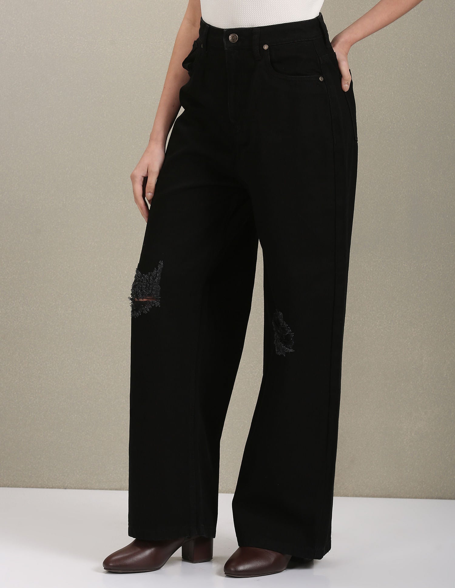 Wide Leg High Rise Jeans Black - U.S. POLO ASSN. | Large