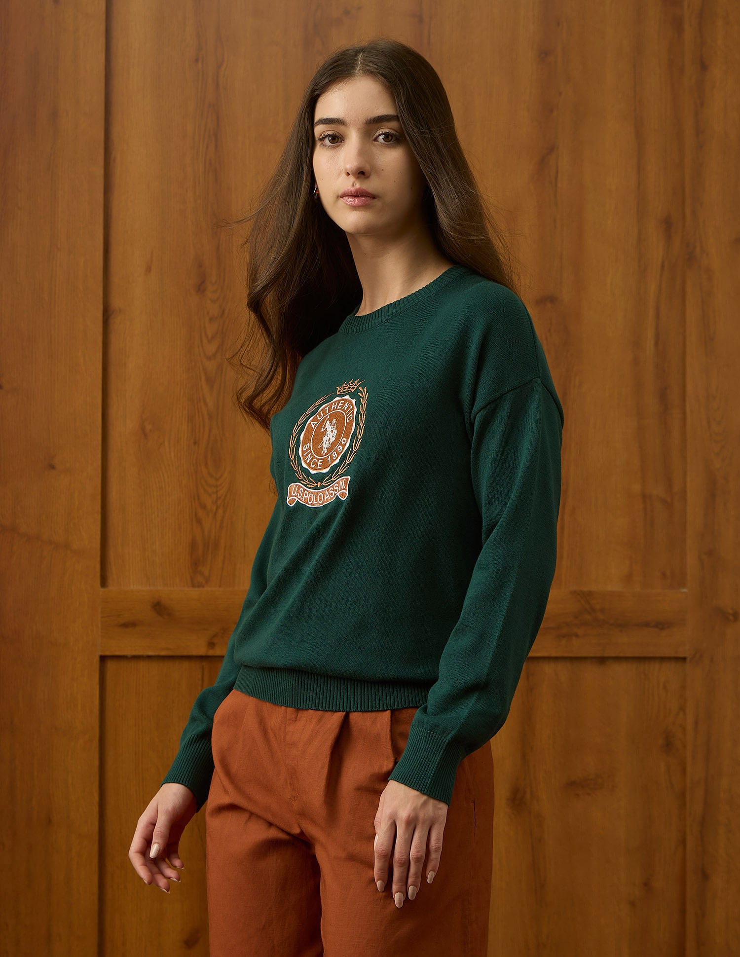 Drop Shoulder Relaxed Fit Sweater Green - U.S. POLO ASSN. | Large