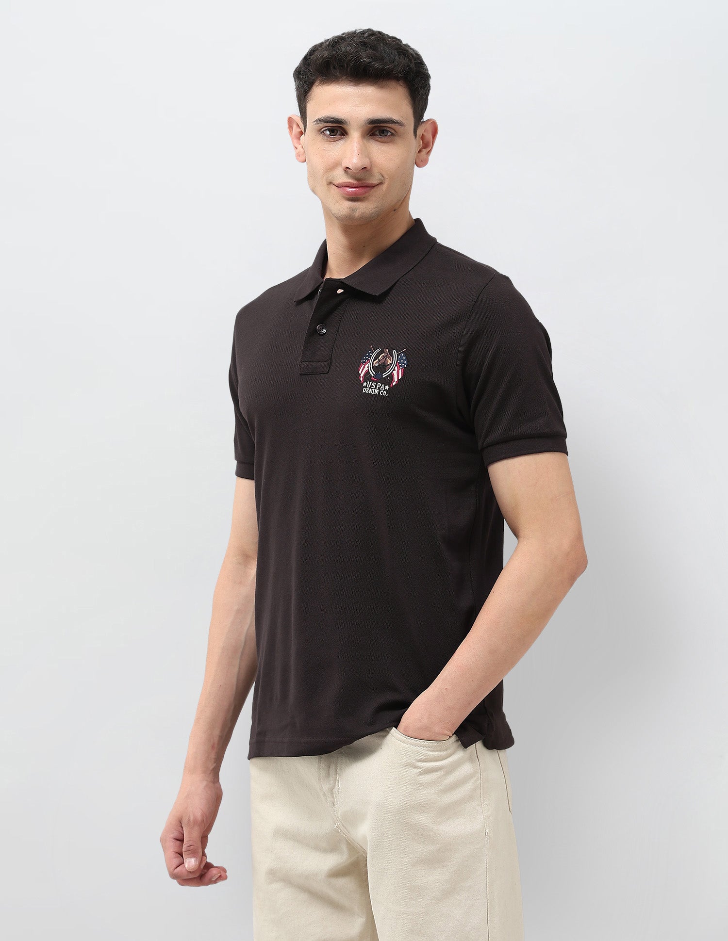 Solid Muscle Fit Polo Shirt Dark Brown - U.S. POLO ASSN. | Large
