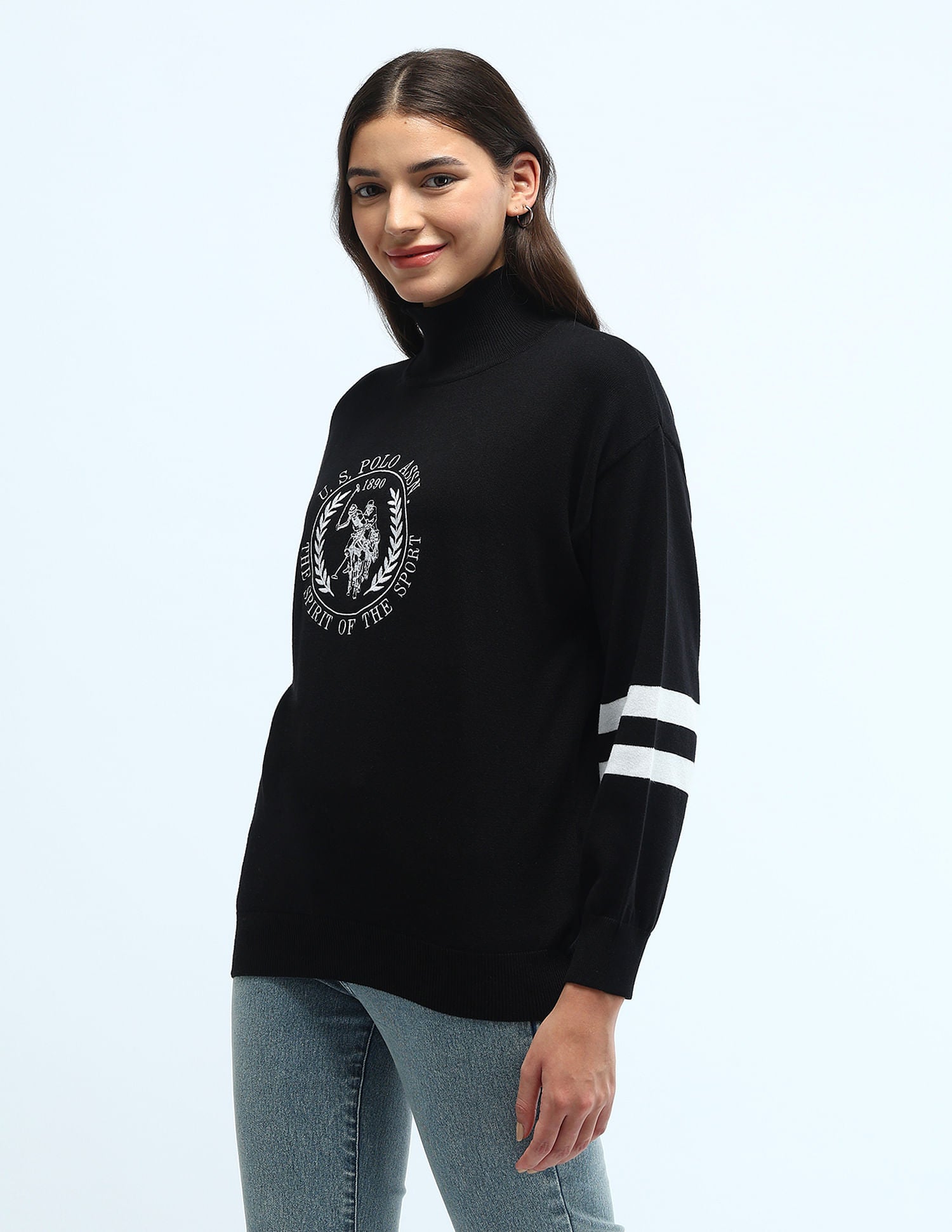 Logo Embroidered Sweater Black - U.S. Polo Assn. India | Large