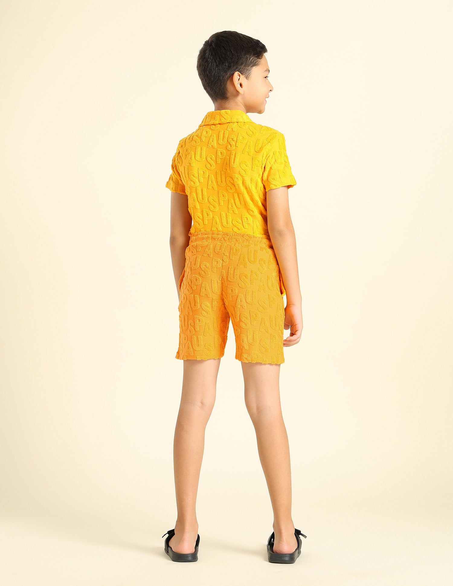 Boys Brand Appliqued Regular Fit Shorts Yellow - U.S. POLO ASSN. | Large