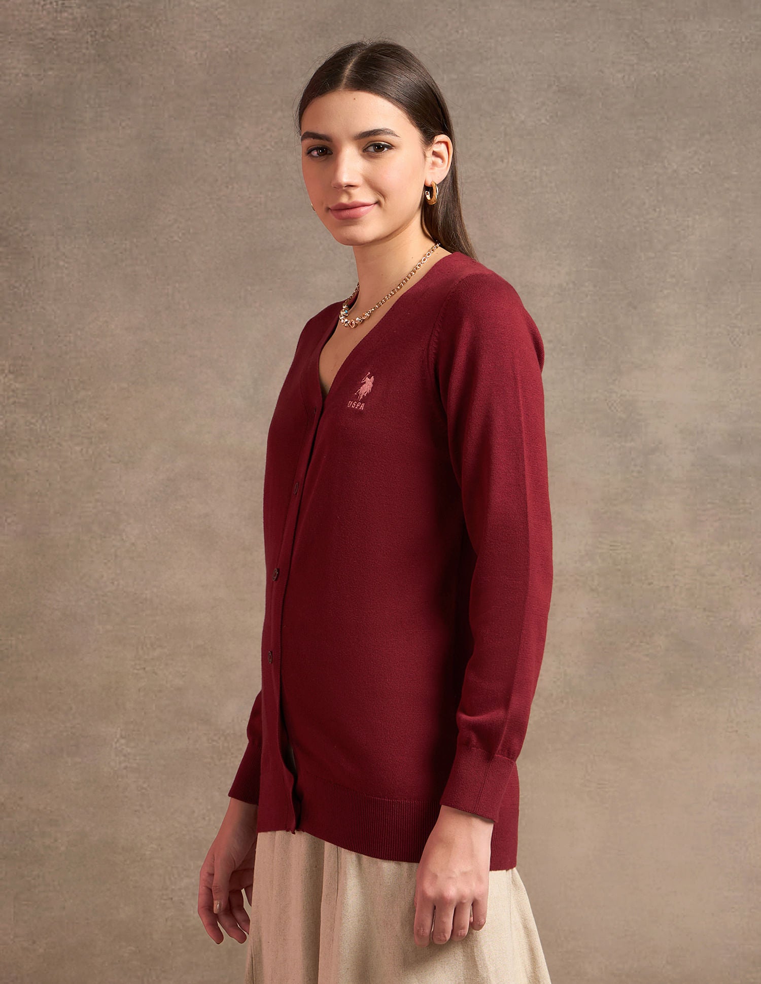 Pure Cotton Regular Fit Cardigan Red - U.S. POLO ASSN. | Large