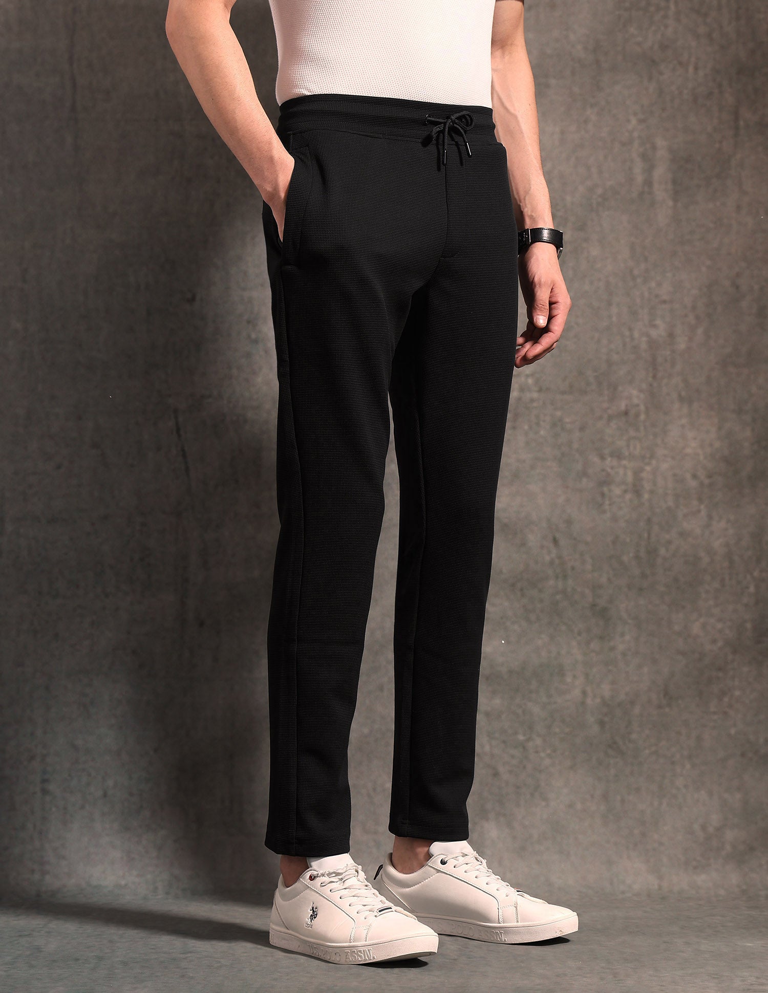 Textured Black & Gold Track Pants Black - U.S. POLO ASSN. | Large