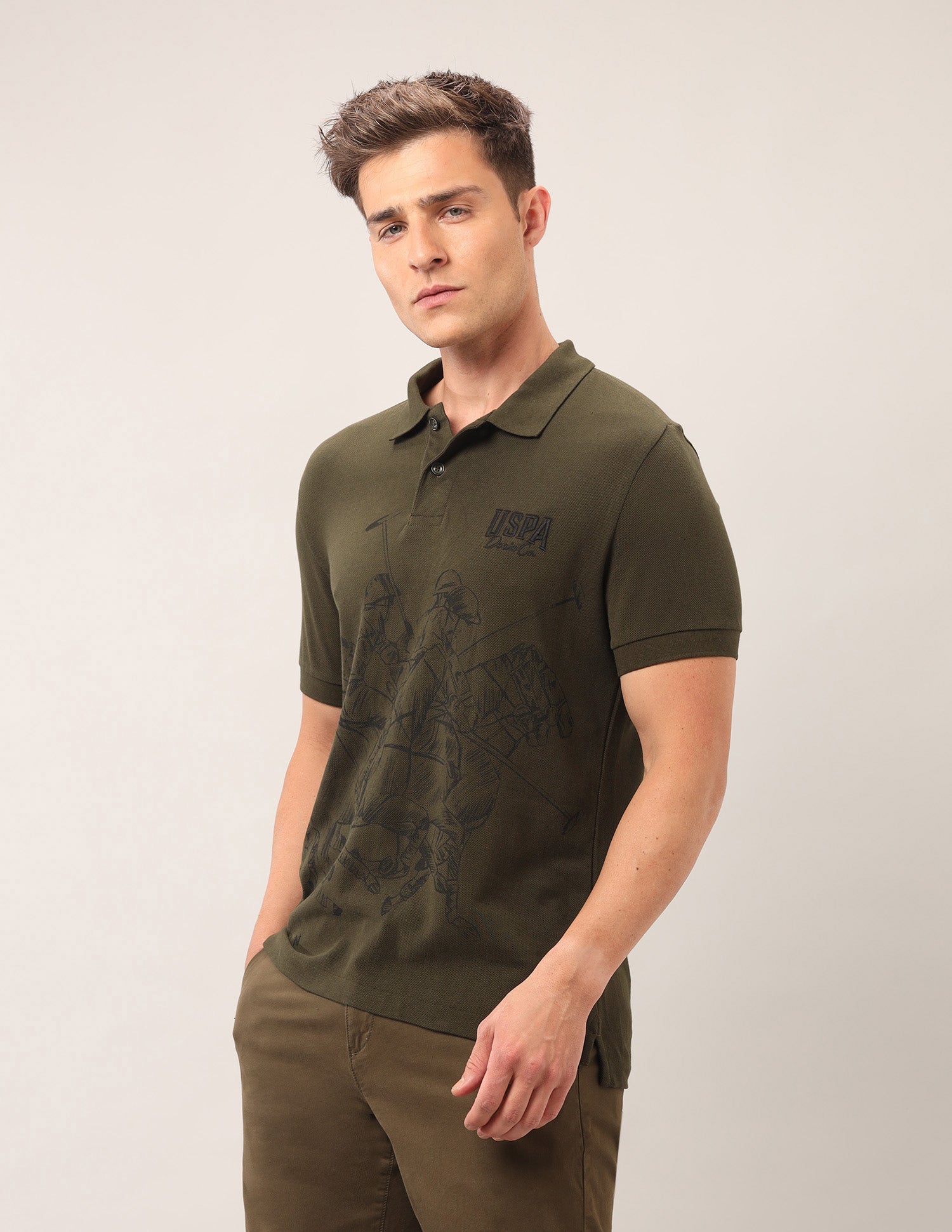 Muscle Fit Outdoor Polo Shirt Olive - U.S. POLO ASSN. | Large