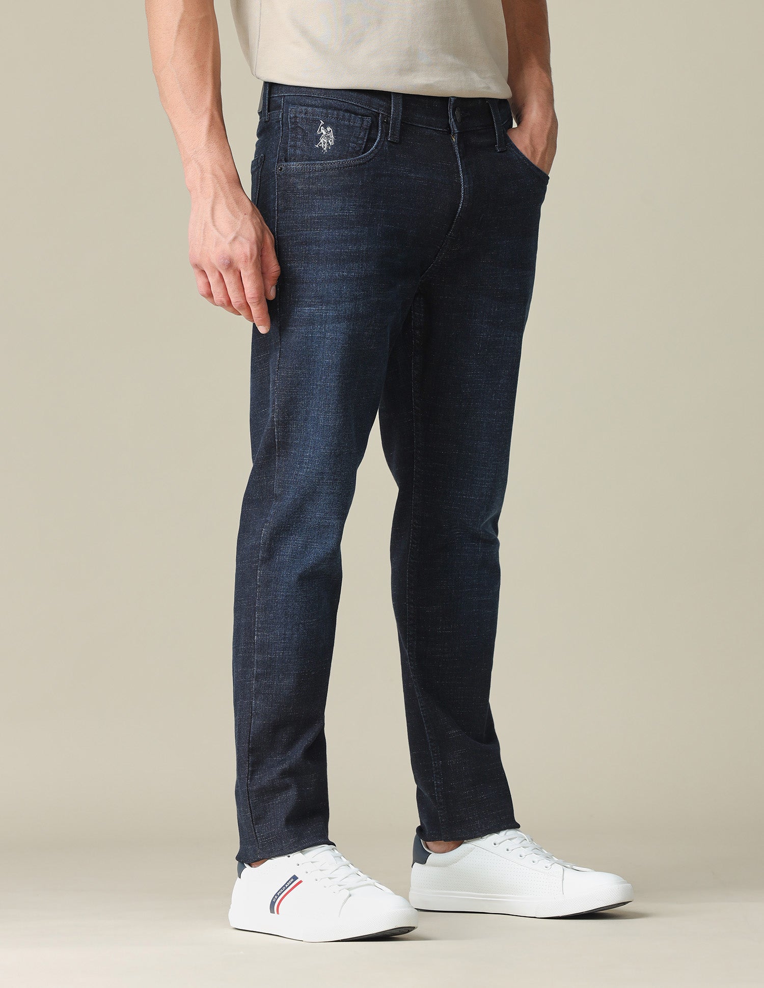 Brandon Slim Tapered Fit Mid Rise Jeans Dark Indigo - U.S. POLO ASSN. | Large