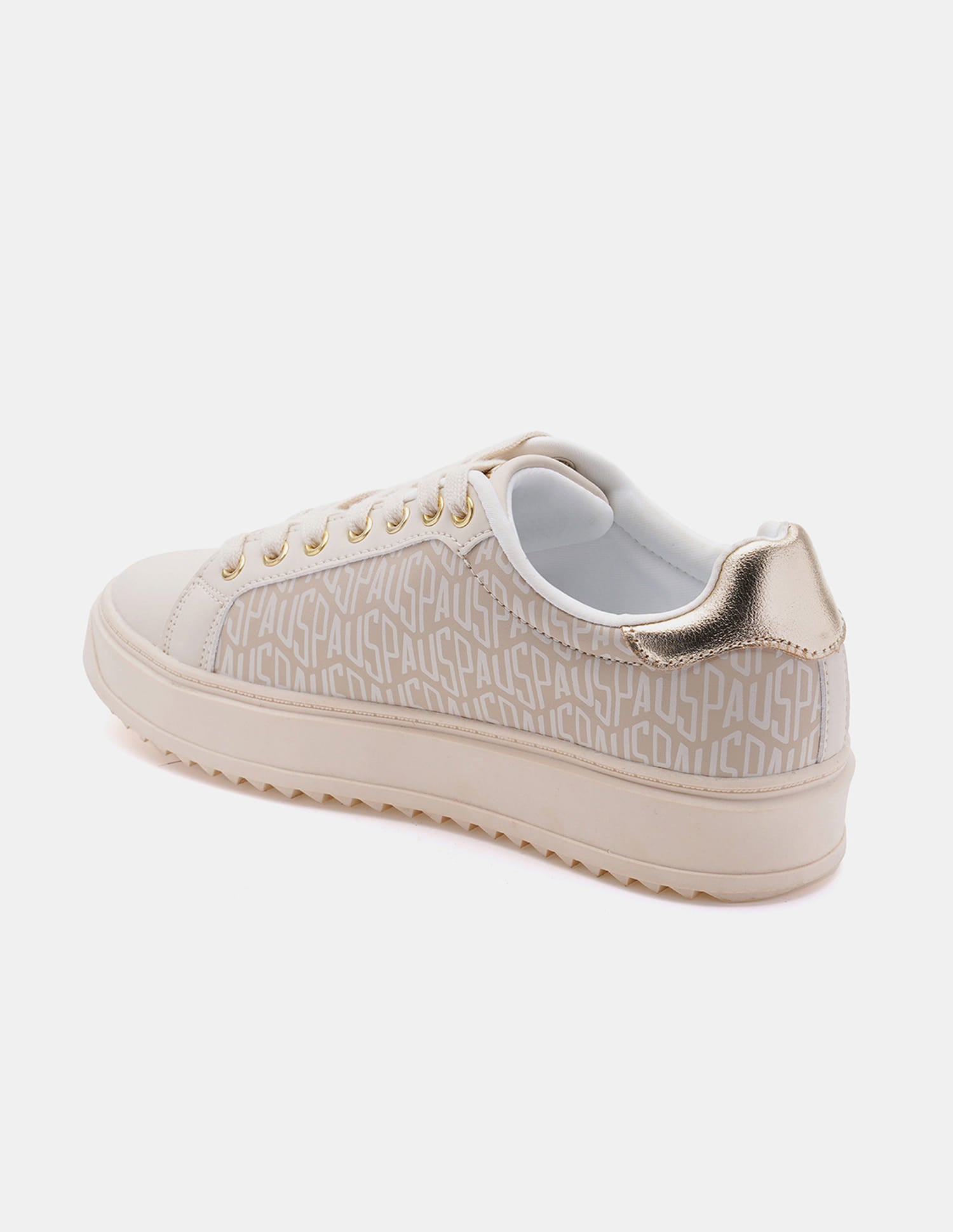Round Toe Brand Printed Narcisa Sneakers Beige - U.S. Polo Assn. India | Large