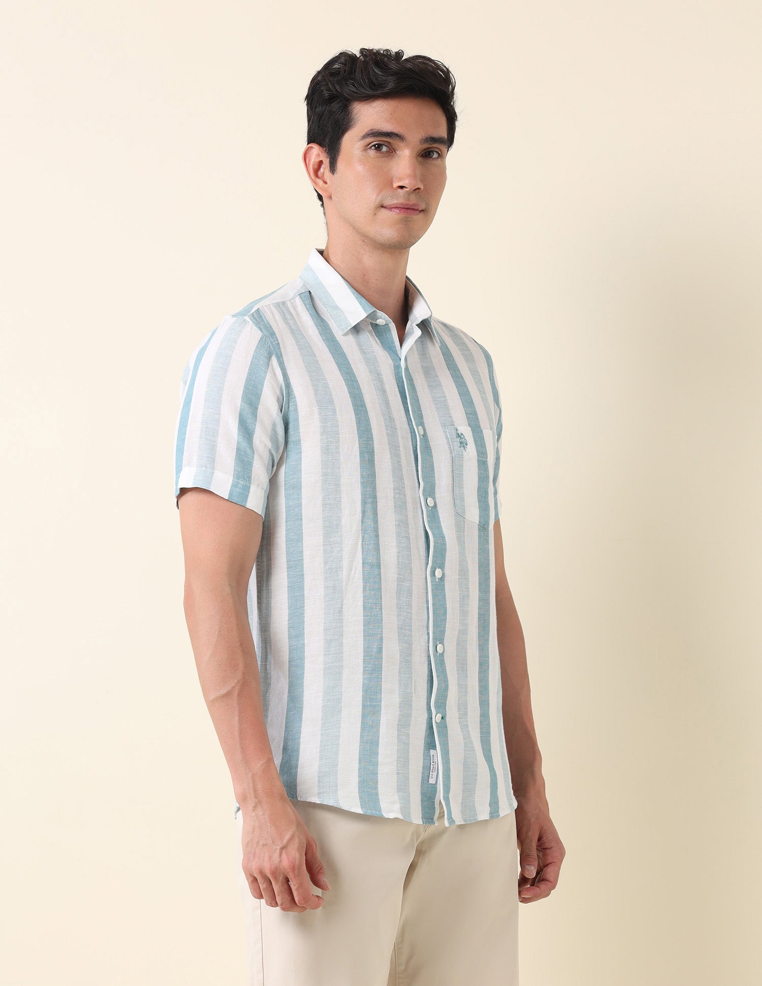 Vertical Striped Tailored Fit Shirt Green - U.S. Polo Assn. India | Large