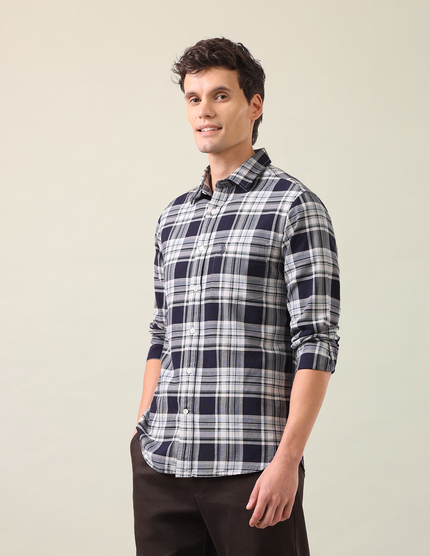 Tartan Checked Oxford Shirt Navy - U.S. Polo Assn. India | Large