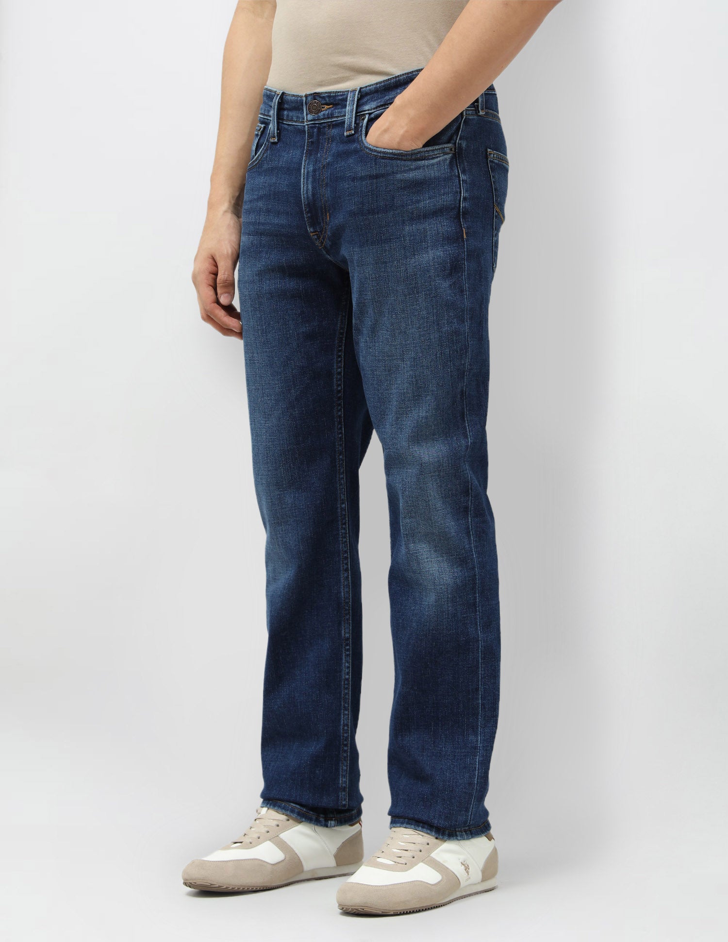 Harold Slim Straight Fit Blue Jeans Mid Blue - U.S. POLO ASSN. | Large