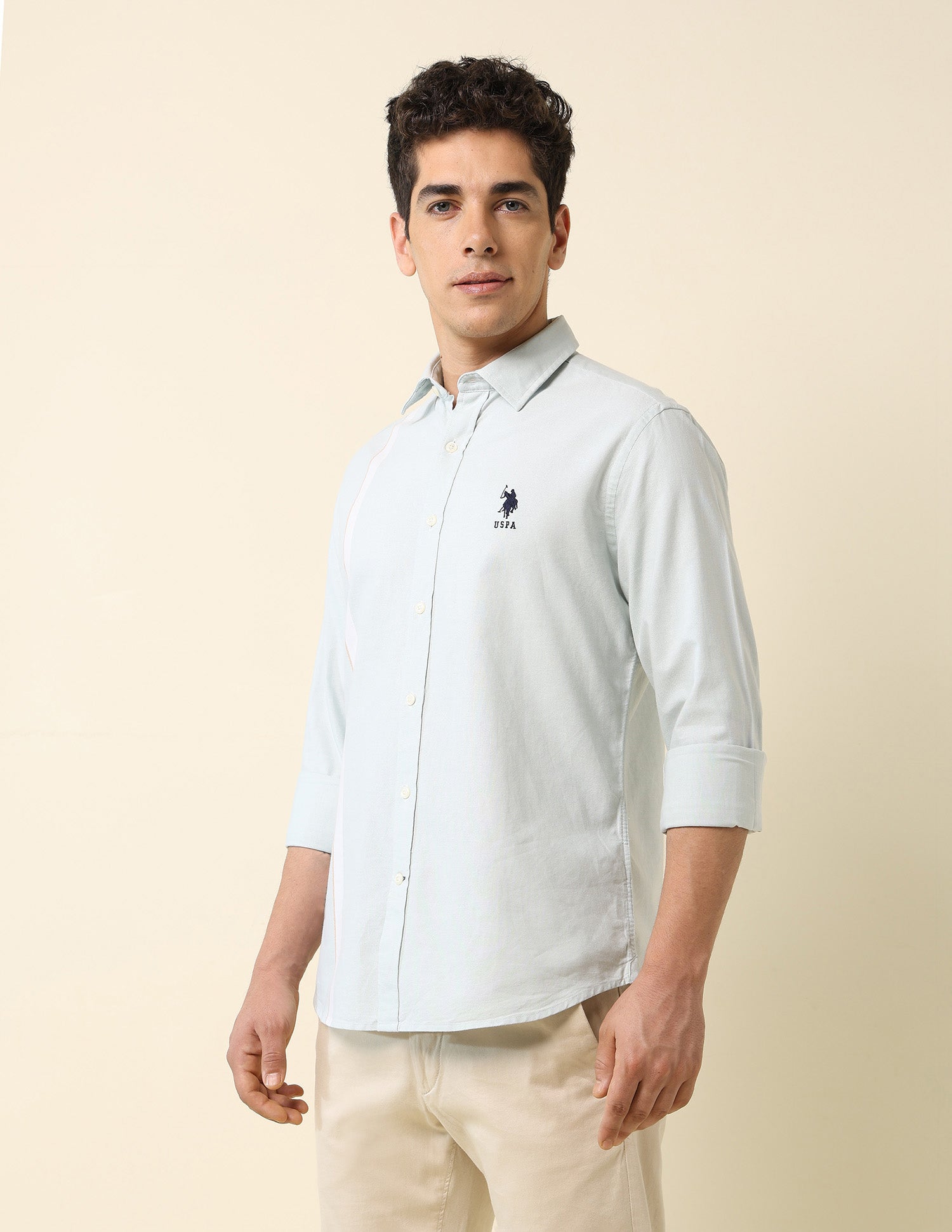 Pure Cotton Vertical Striped Shirt Light Green - U.S. POLO ASSN. | Large