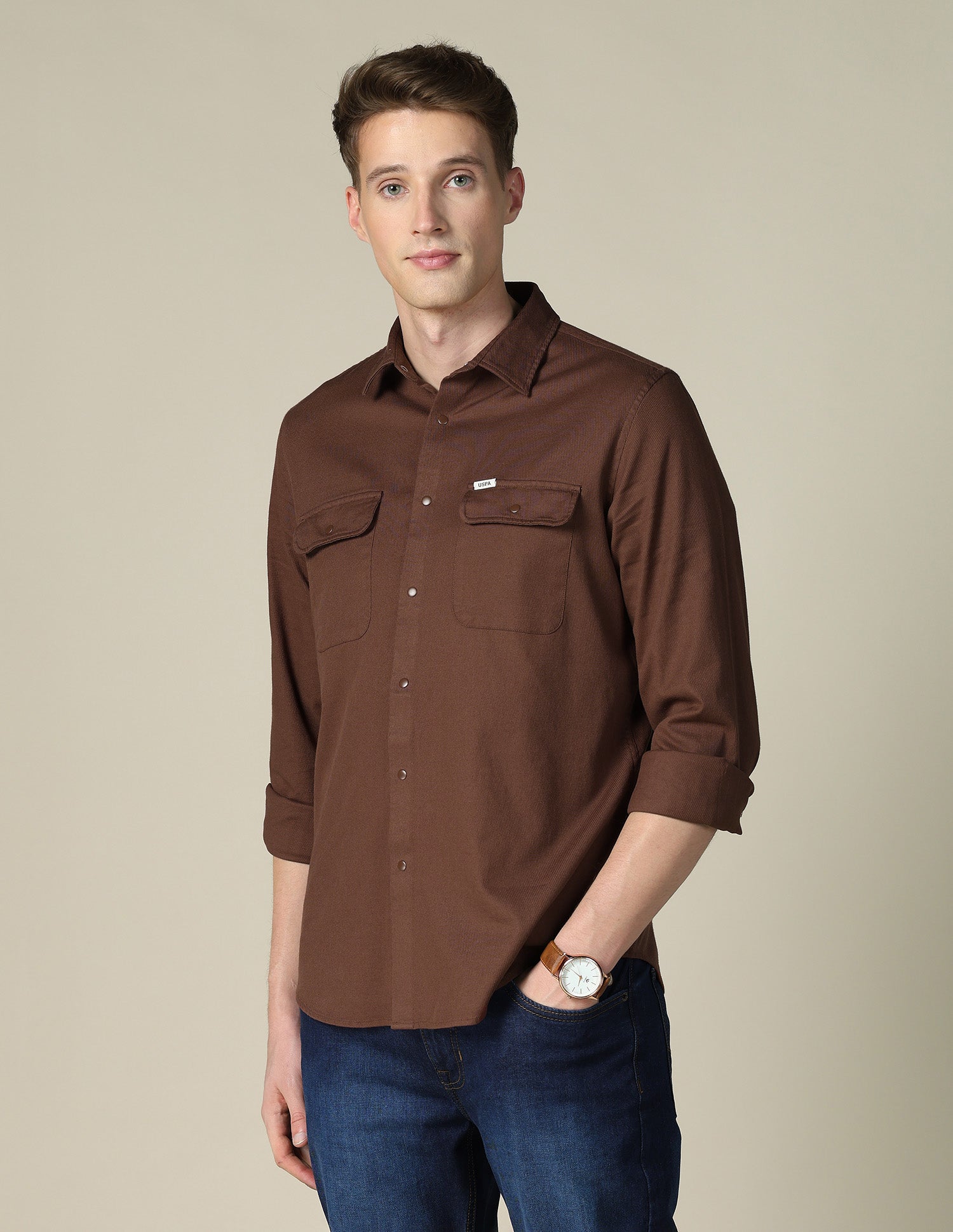 Solid Twill Shacket Rust - U.S. POLO ASSN. | Large